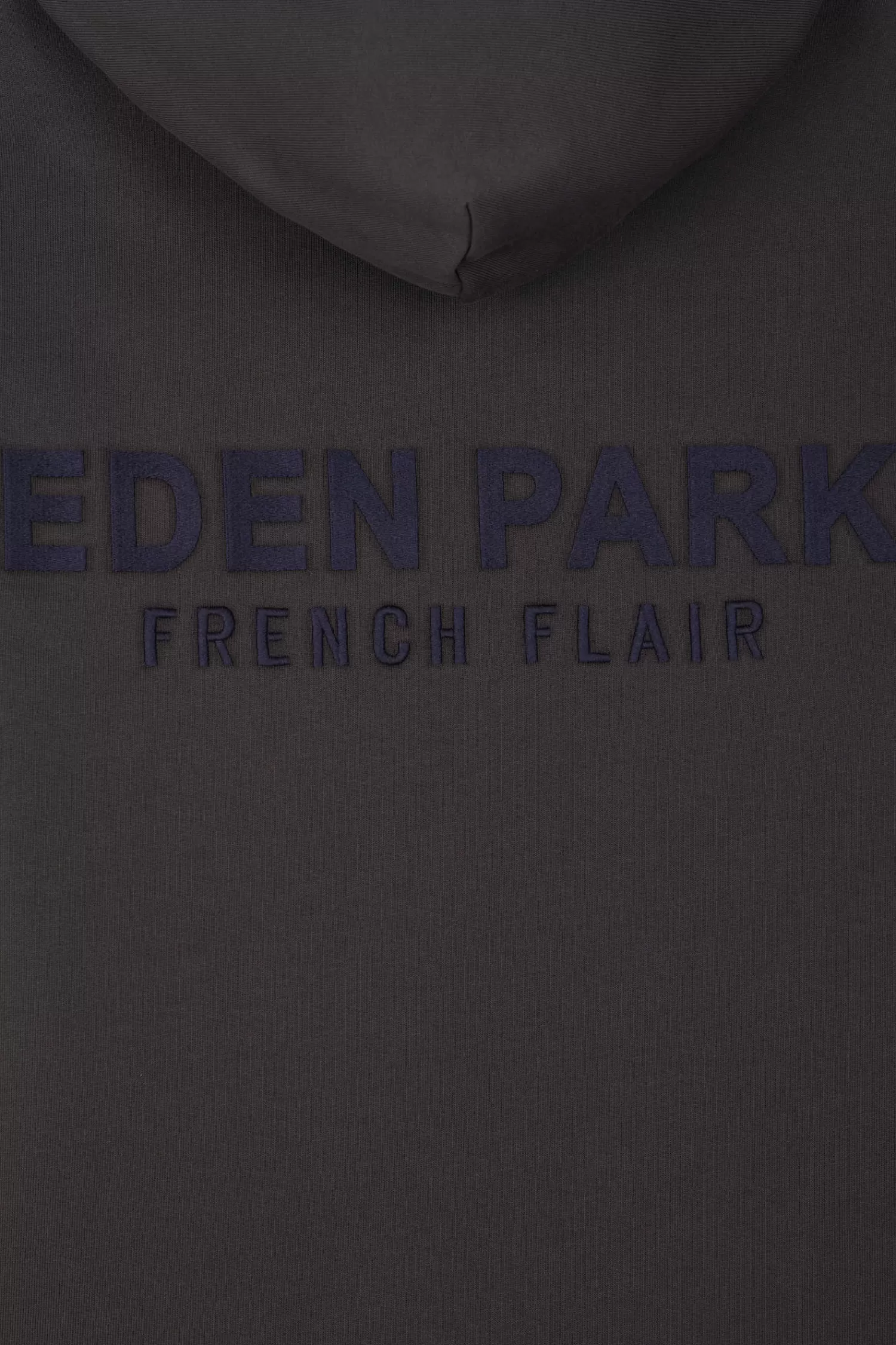 Eden Park Regular brown brushed cotton fleece hoodie with embroidery< Sweatshirts