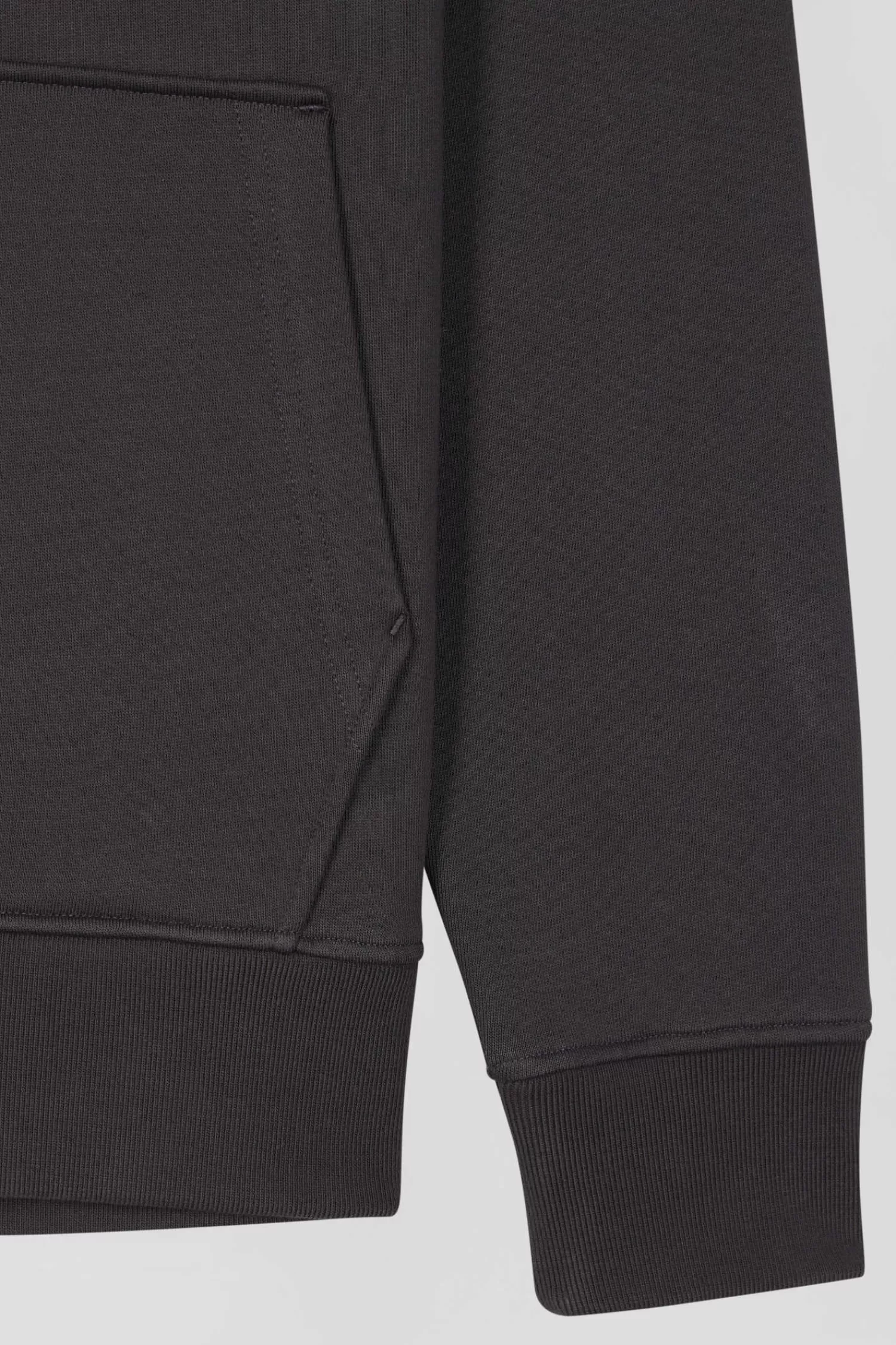 Eden Park Regular brown brushed cotton fleece hoodie with embroidery< Sweatshirts