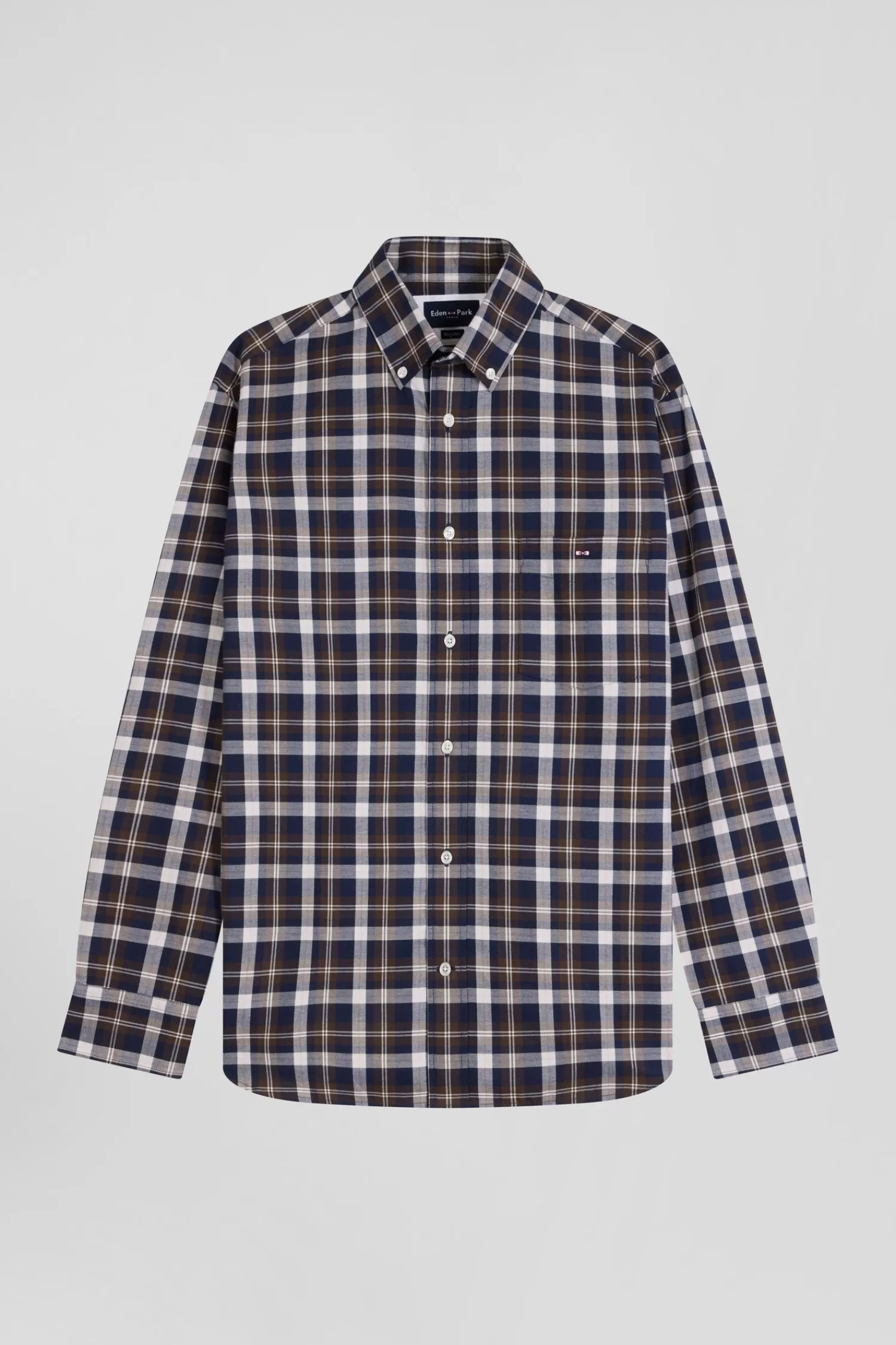 Eden Park Regular brown checked cotton shirt< Shirts