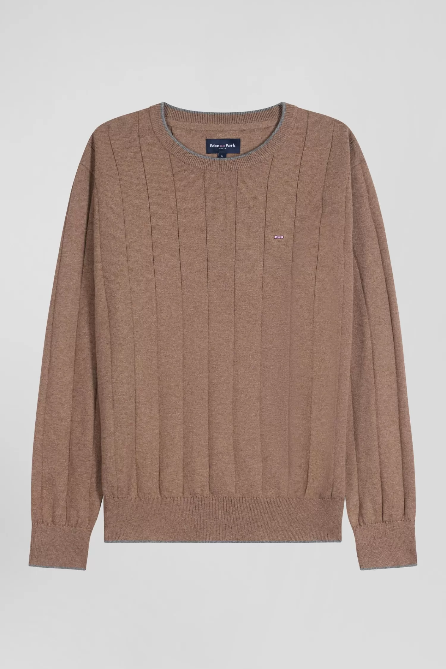 Eden Park Regular brown cotton and cashmere crew neck jumper< Sweaters