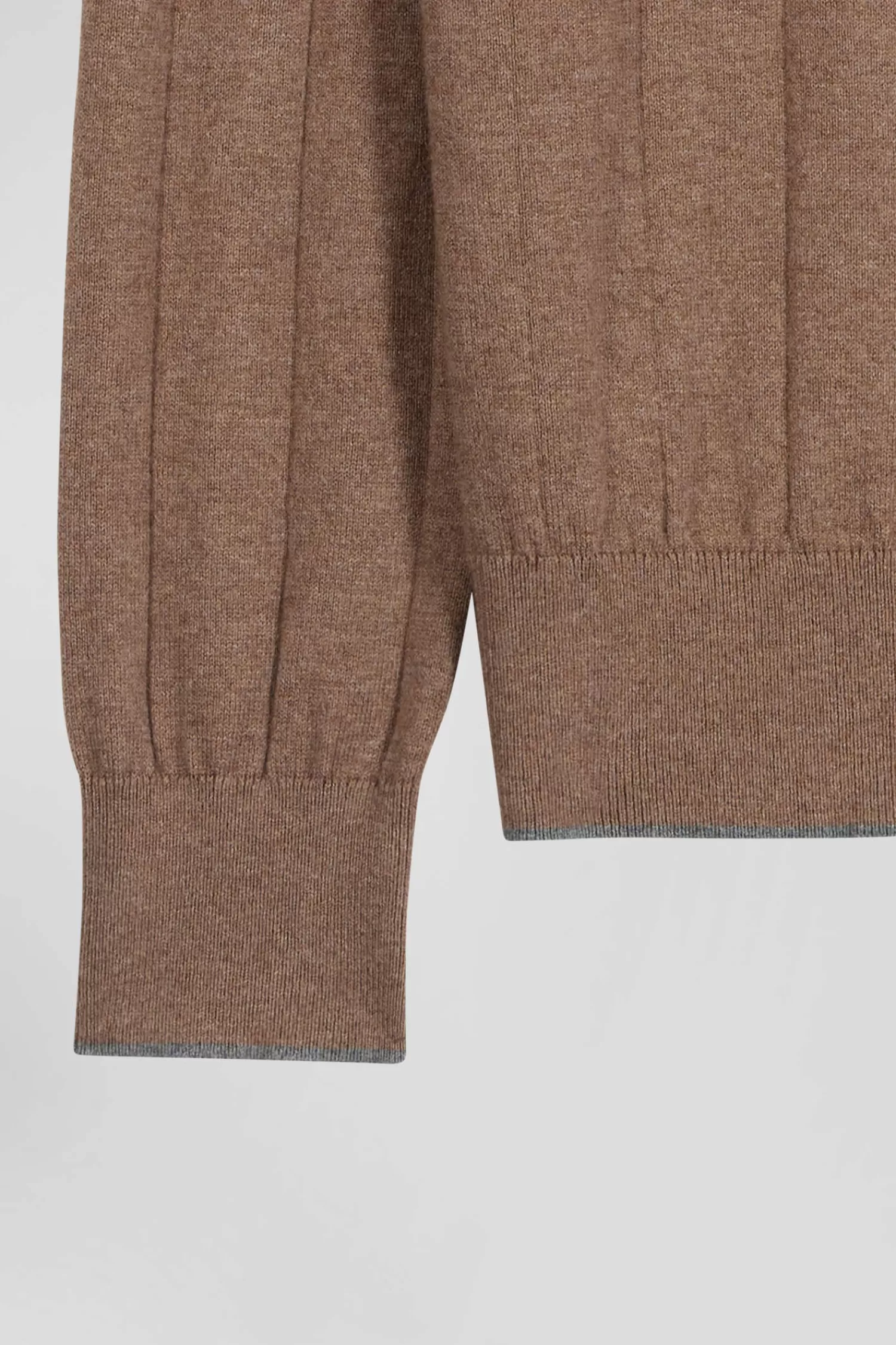 Eden Park Regular brown cotton and cashmere jumper with rugby shirt collar< Sweaters