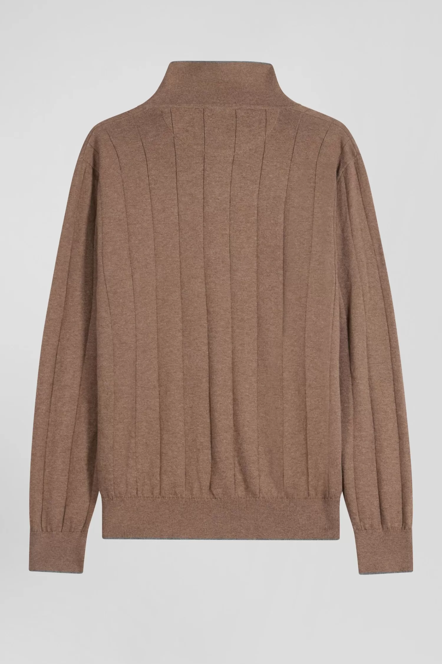 Eden Park Regular brown cotton and cashmere jumper with rugby shirt collar< Sweaters