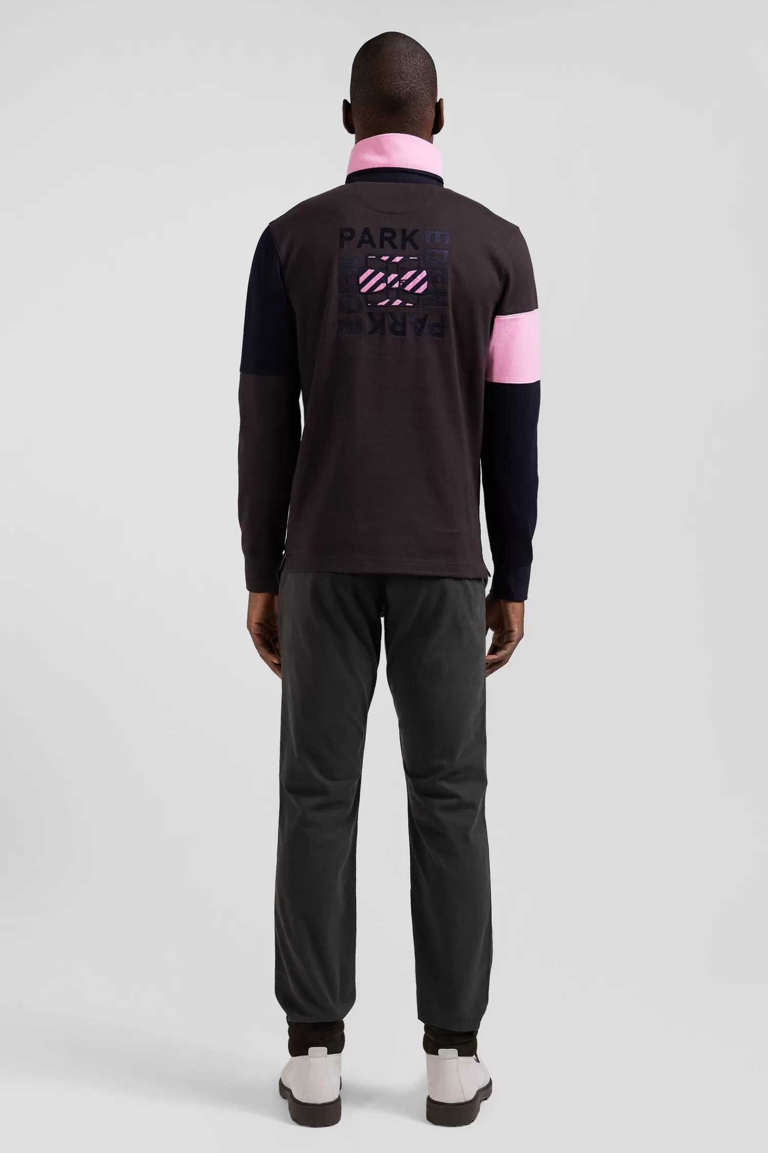 regular_brown_longsleeved_cotton_rugby_shirt_with_tie_fabric_patchwork_5.webp Eden Park Regular brown long-sleeved cotton rugby shirt with tie fabric patchwork< Rugby Shirts