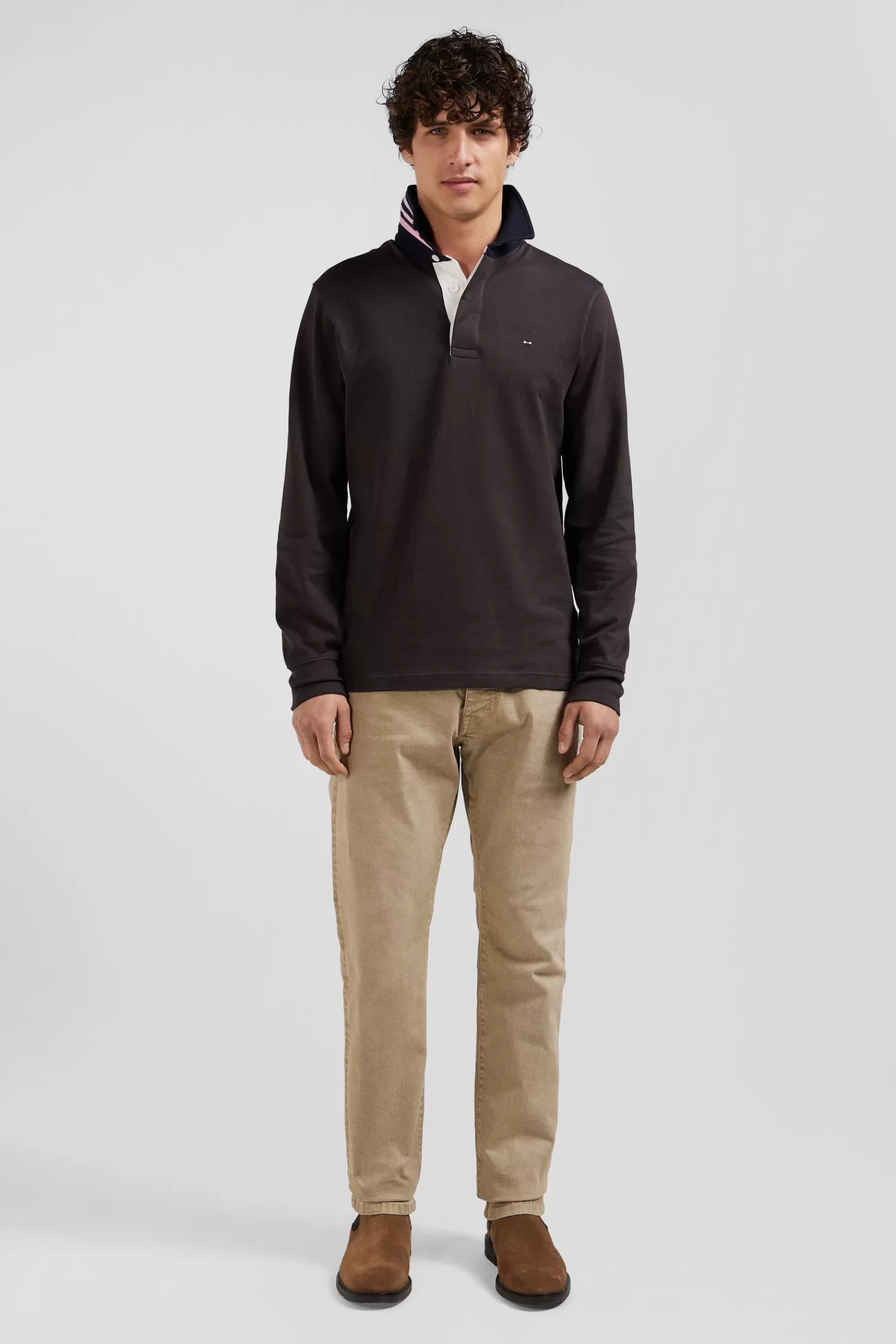 Eden Park Regular brown long-sleeved Pima cotton rugby shirt< Rugby Shirts