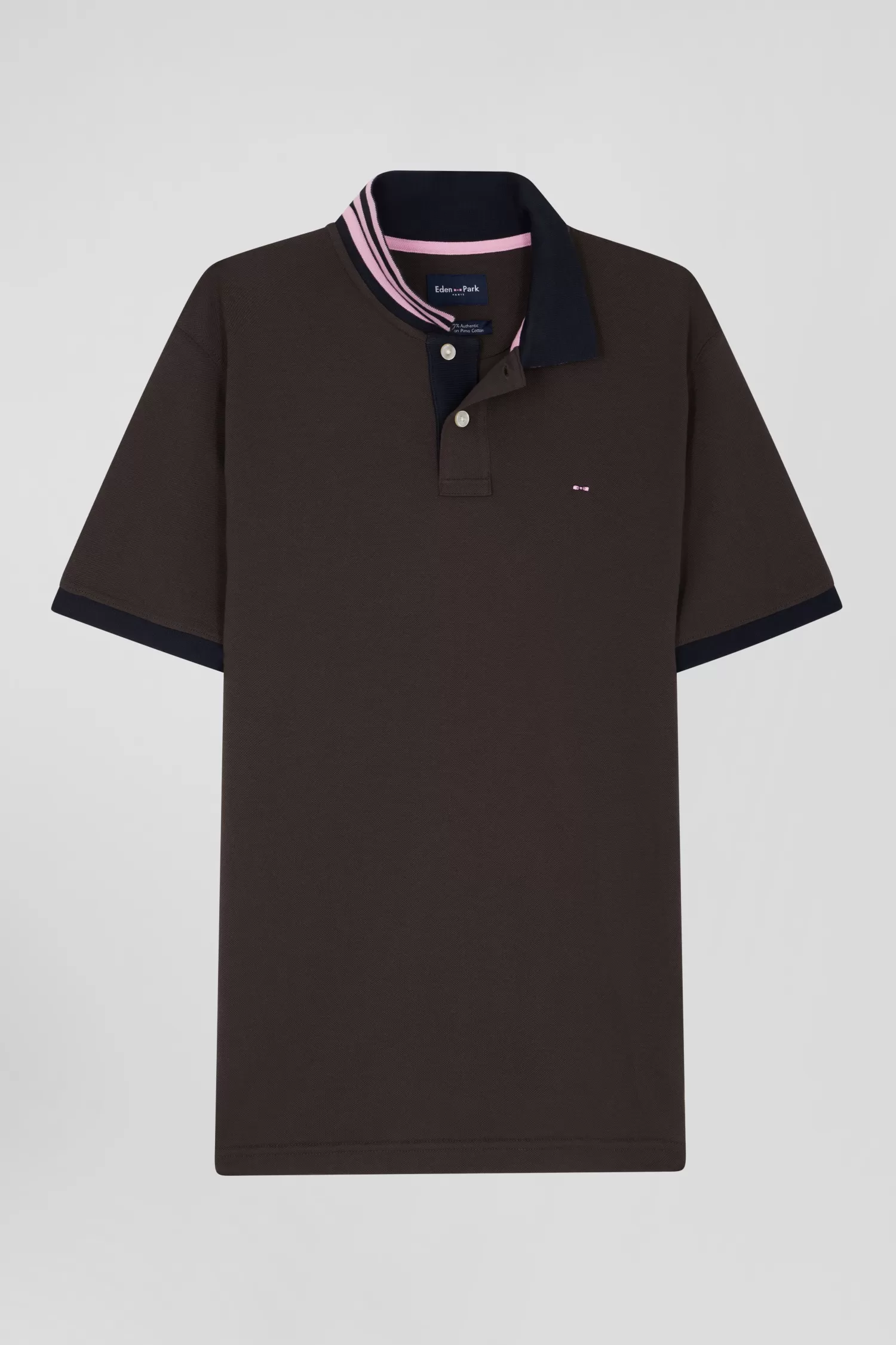 Eden Park Regular brown short-sleeved cotton piqué polo shirt< Polos