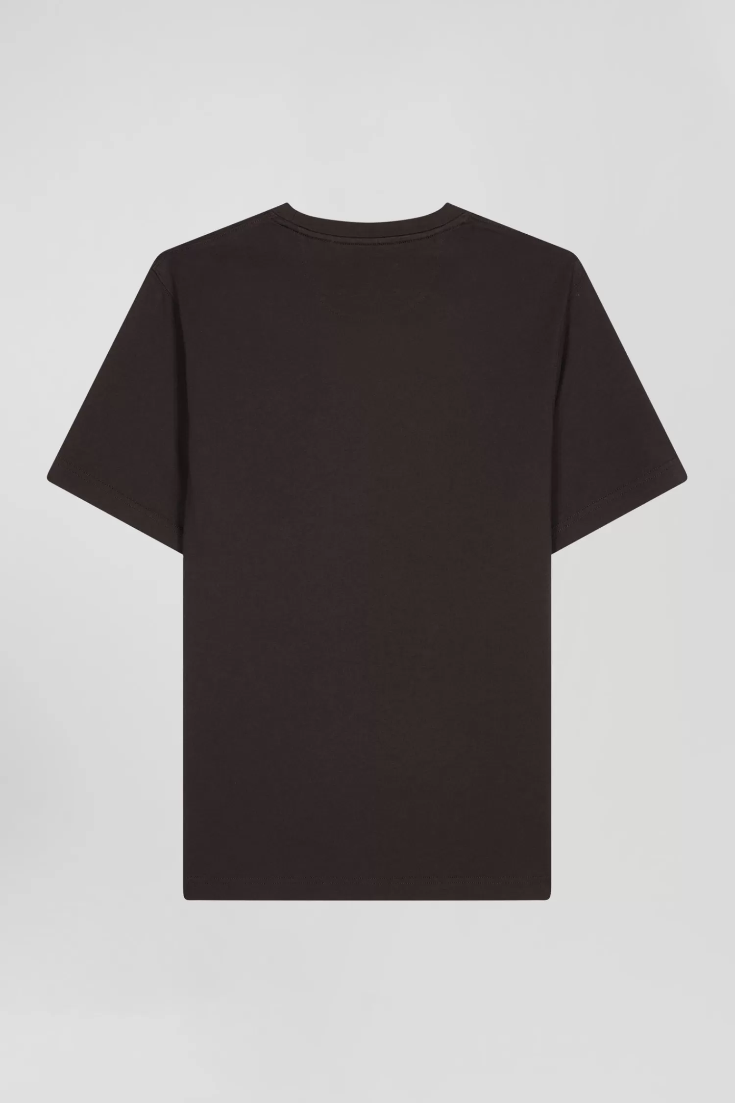 Eden Park Regular brown short-sleeved cotton T-shirt with tie patchwork emblem< T-shirts