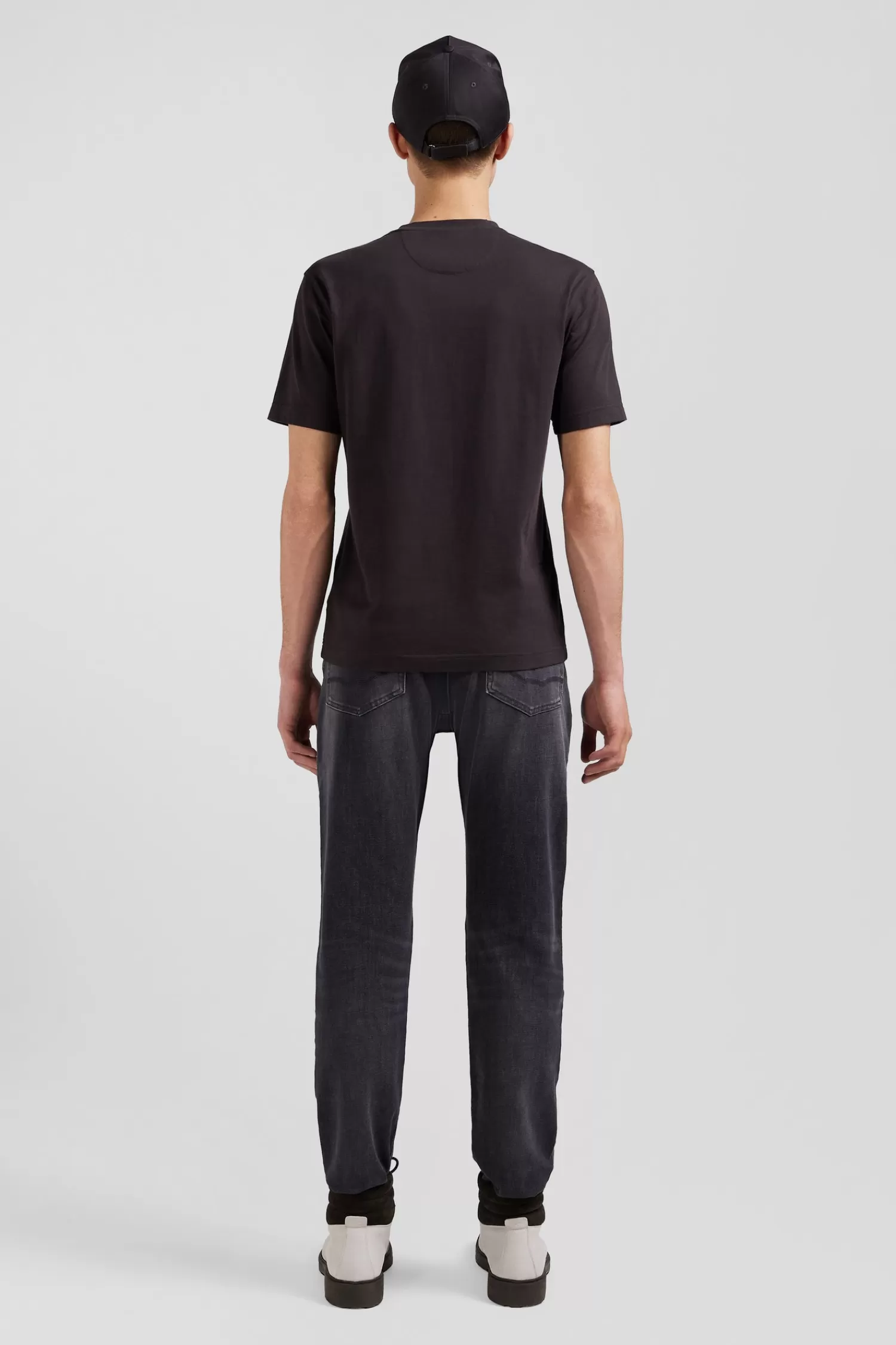 Eden Park Regular brown short-sleeved cotton T-shirt with tie patchwork emblem< T-shirts