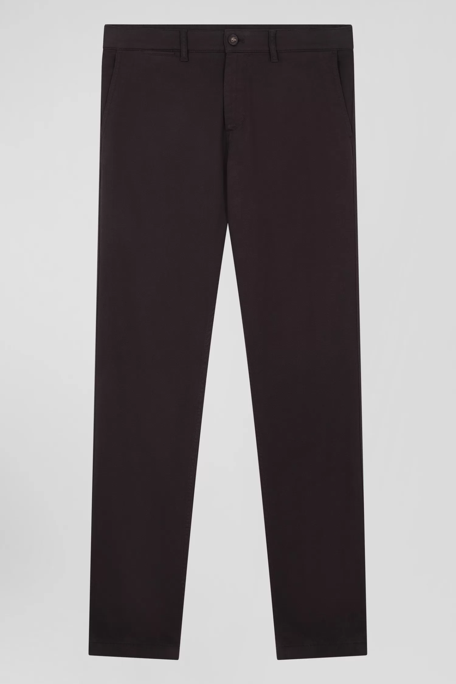 Eden Park Regular brown stretch cotton piqué and modal chino trousers< Pants