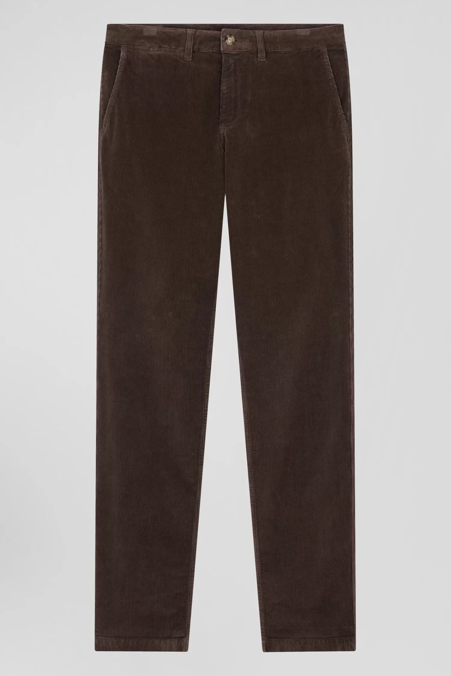 Eden Park Regular brown stretch cotton velvet chino trousers< Pants