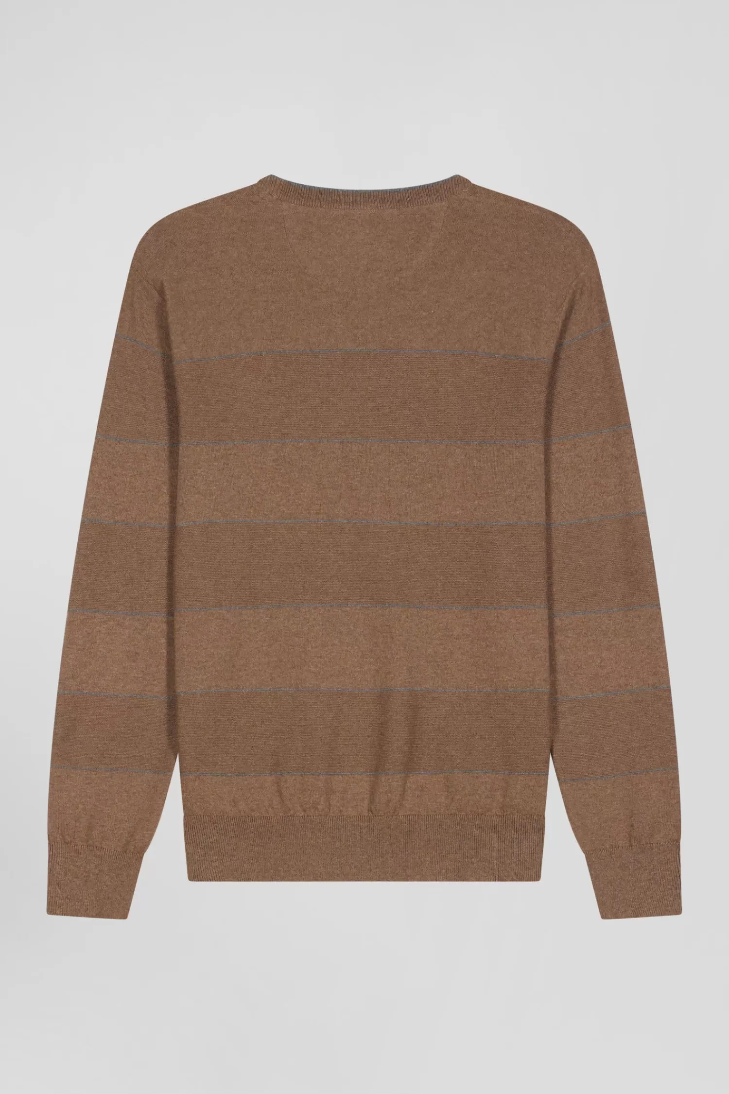 regular_brown_striped_cotton_and_cashmere_crew_neck_jumper_3.webp Eden Park Regular brown striped cotton and cashmere crew neck jumper< Sweaters
