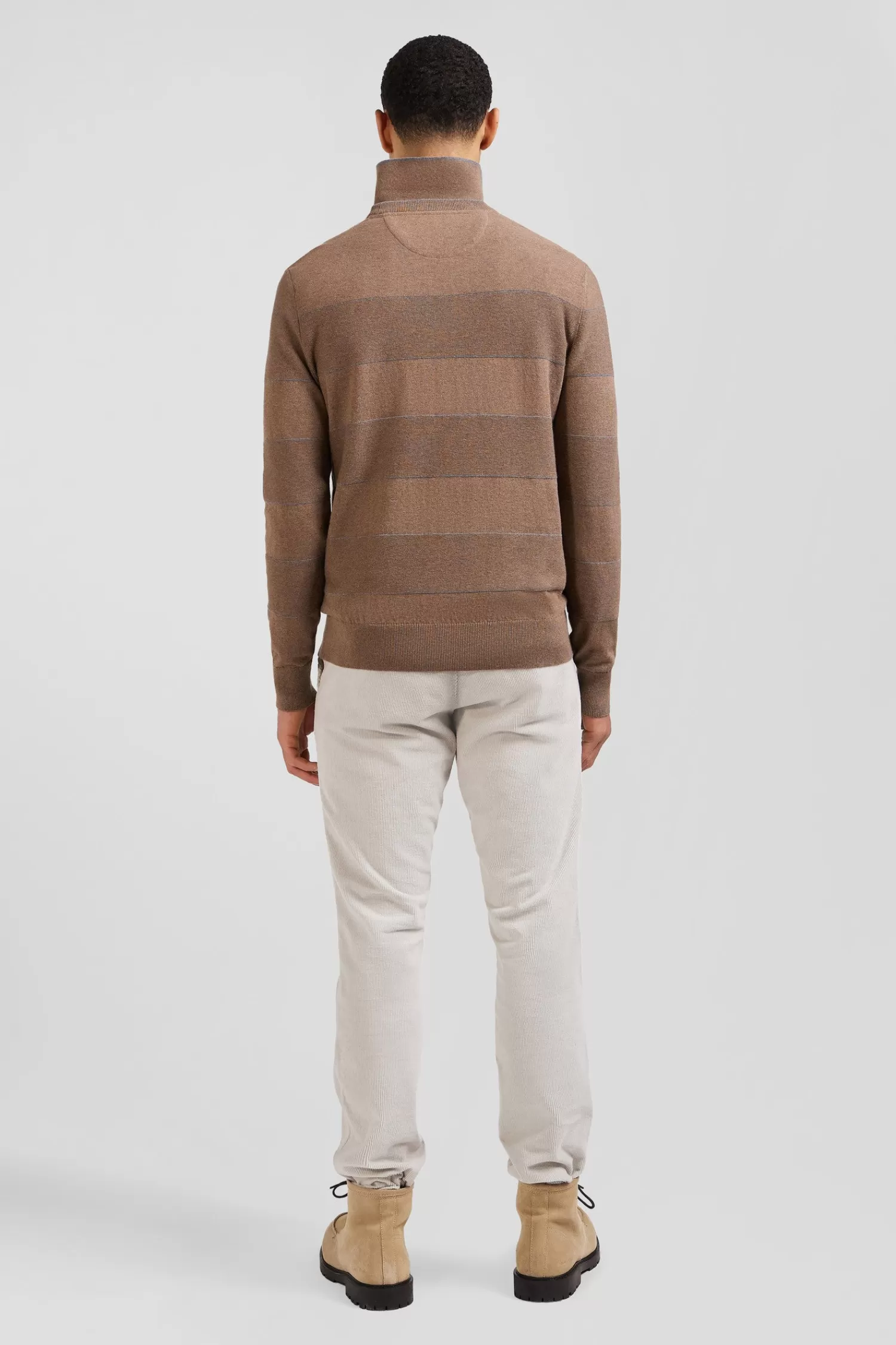 regular_brown_striped_cotton_and_cashmere_crew_neck_jumper_5.webp Eden Park Regular brown striped cotton and cashmere crew neck jumper< Sweaters