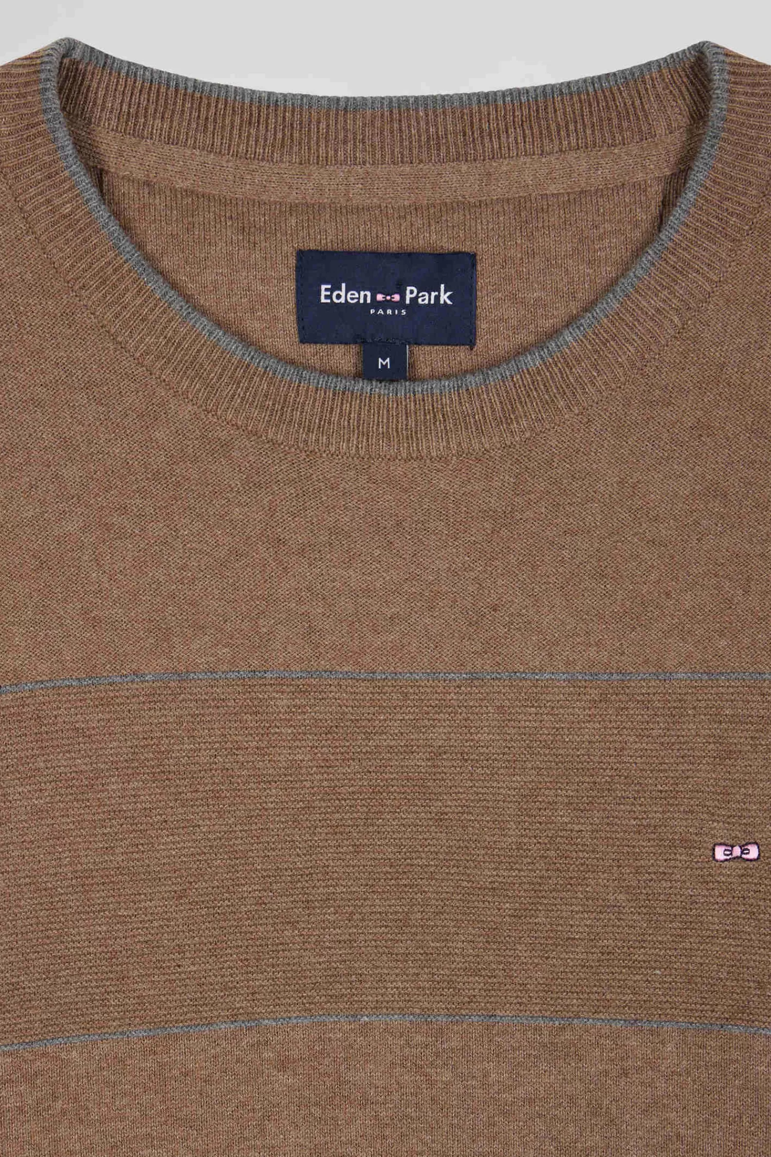 regular_brown_striped_cotton_and_cashmere_crew_neck_jumper_6.webp Eden Park Regular brown striped cotton and cashmere crew neck jumper< Sweaters
