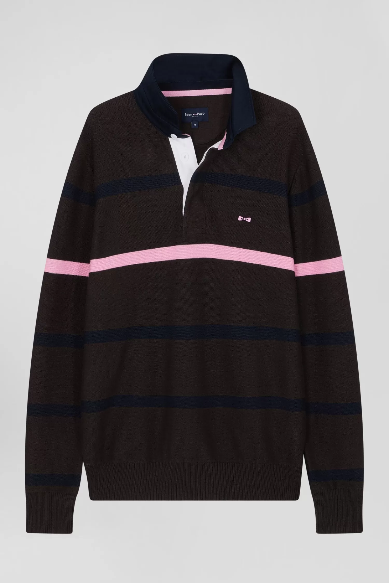 Eden Park Regular brown striped cotton polo neck jumper< Sweaters