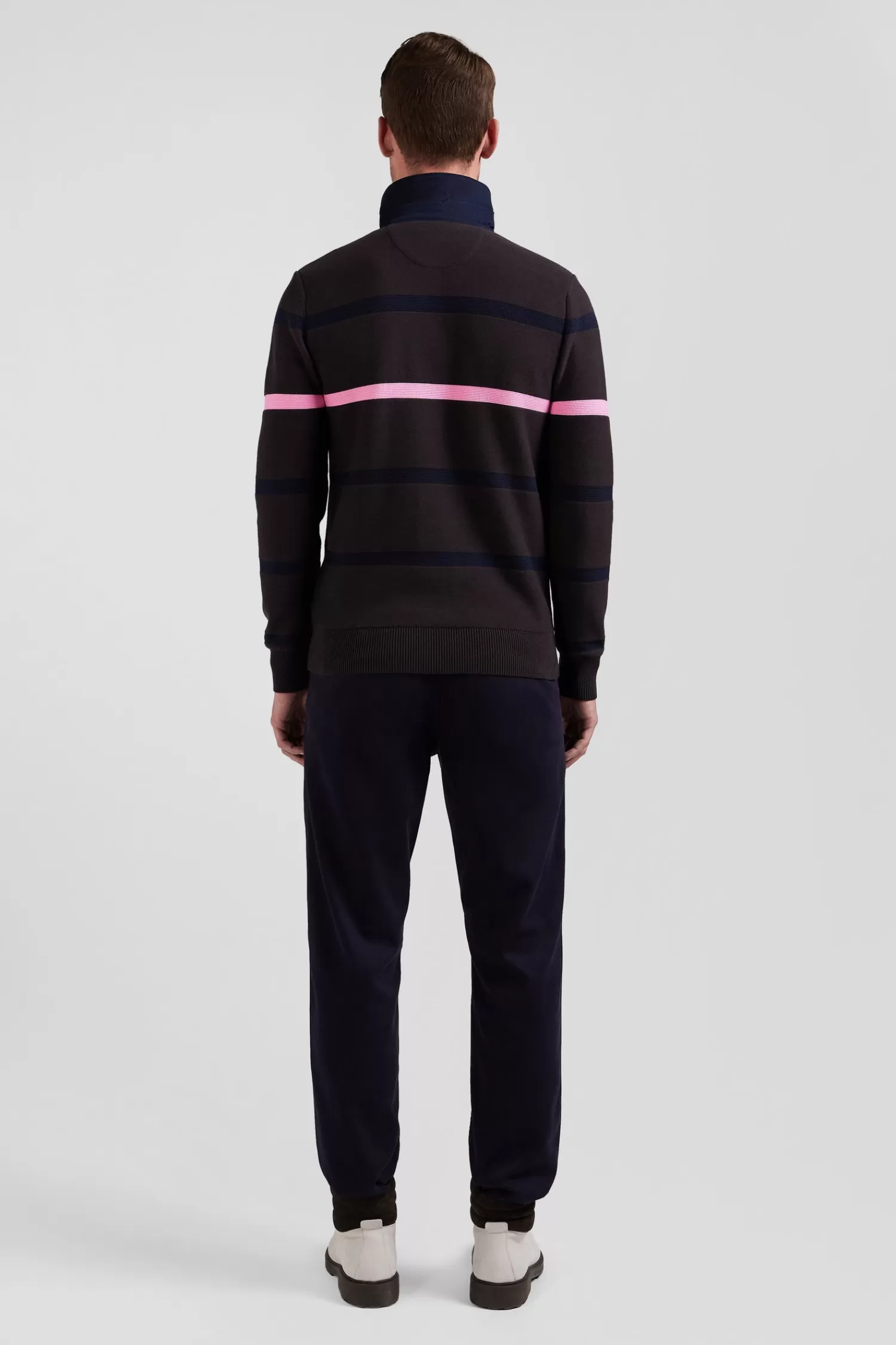 regular_brown_striped_cotton_polo_neck_jumper_5.webp Eden Park Regular brown striped cotton polo neck jumper< Sweaters