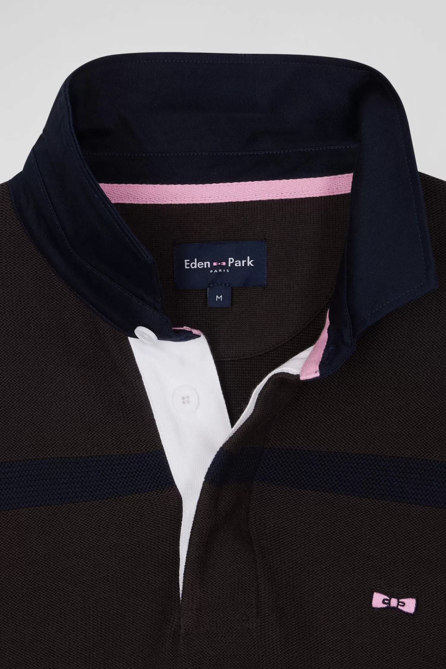 regular_brown_striped_cotton_polo_neck_jumper_6.webp Eden Park Regular brown striped cotton polo neck jumper< Sweaters