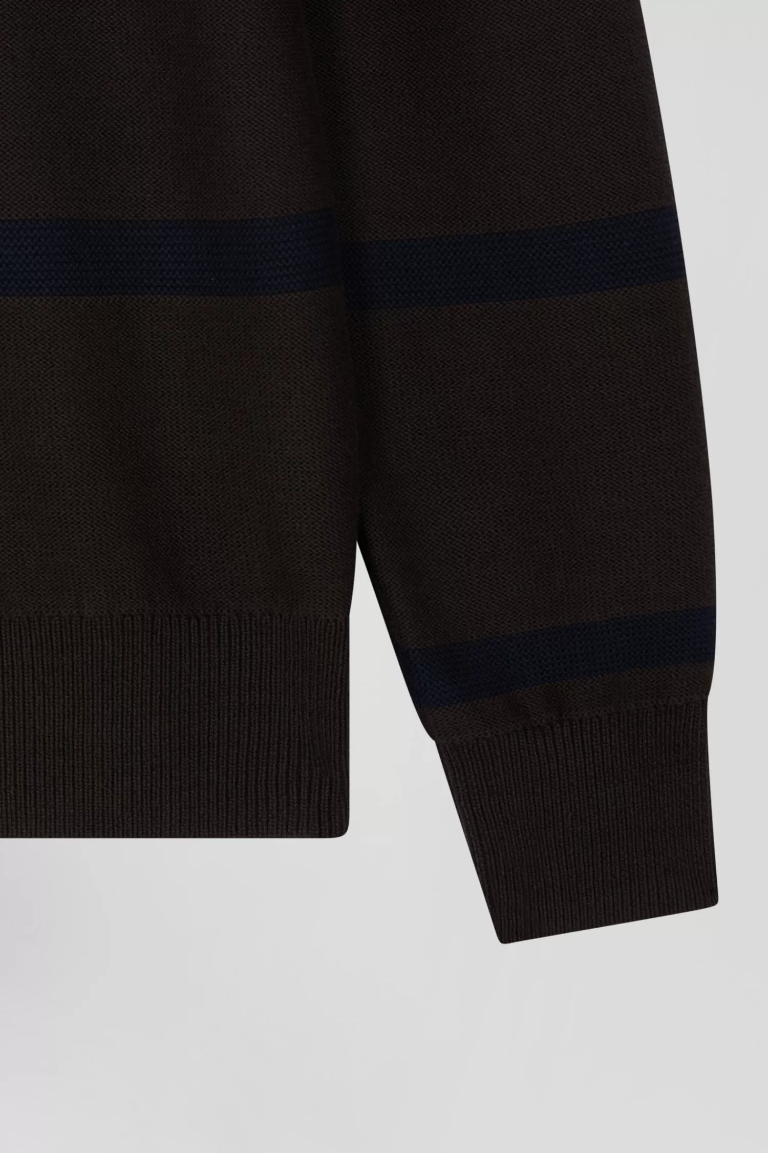 regular_brown_striped_cotton_polo_neck_jumper_8.webp Eden Park Regular brown striped cotton polo neck jumper< Sweaters