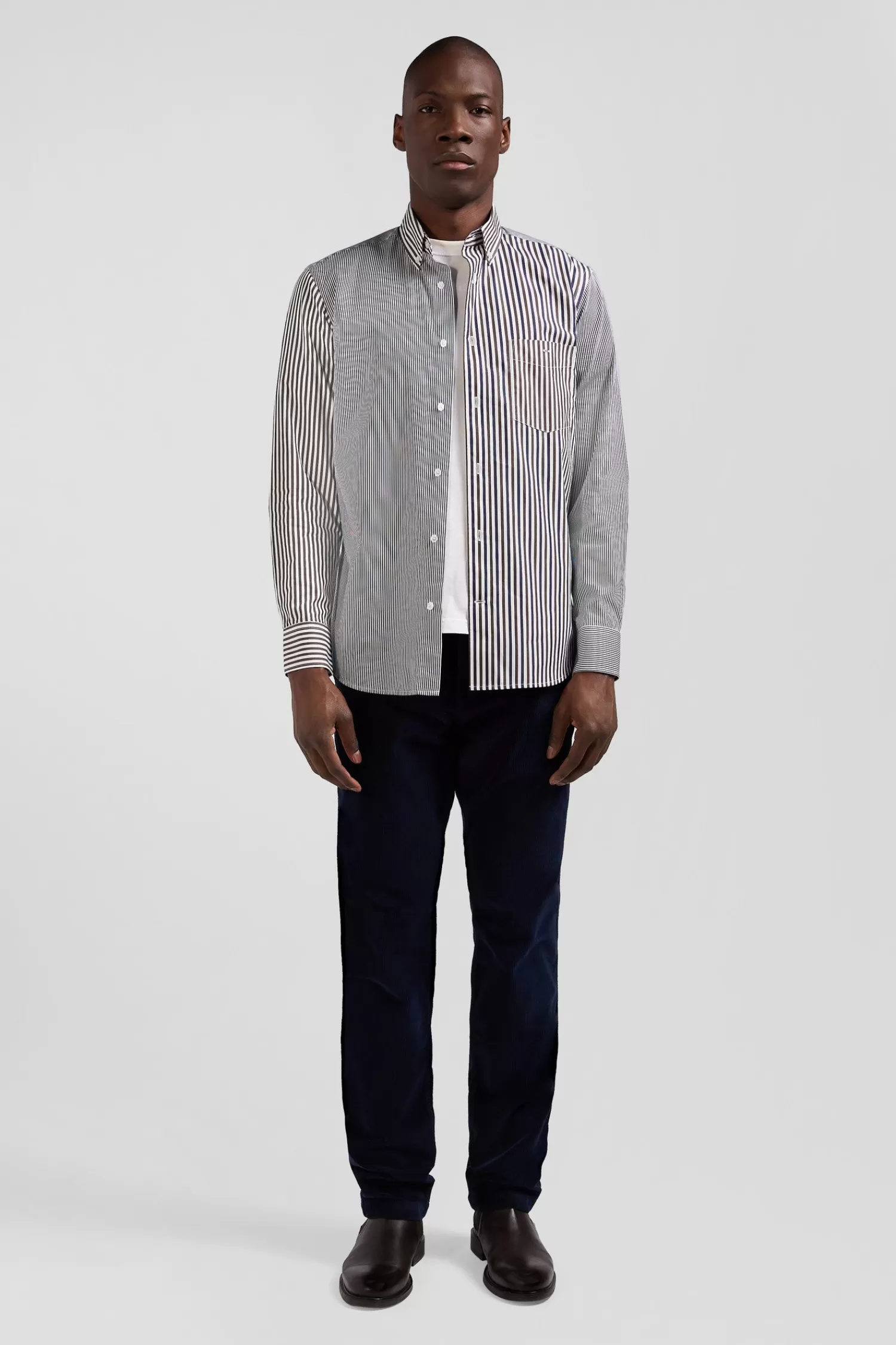 Eden Park Regular brown striped cotton poplin shirt< Shirts