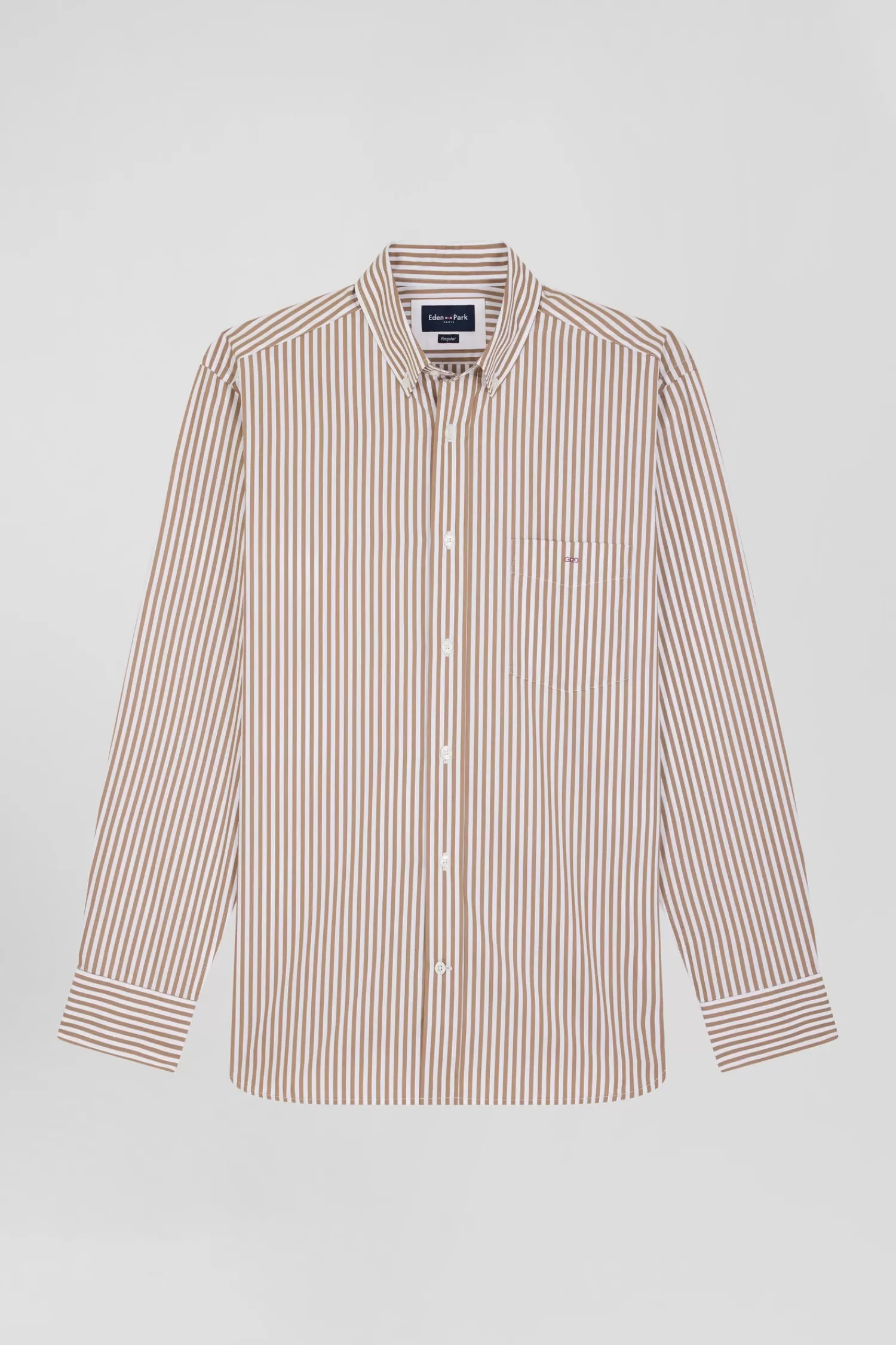 Eden Park Regular brown striped cotton poplin shirt< Shirts