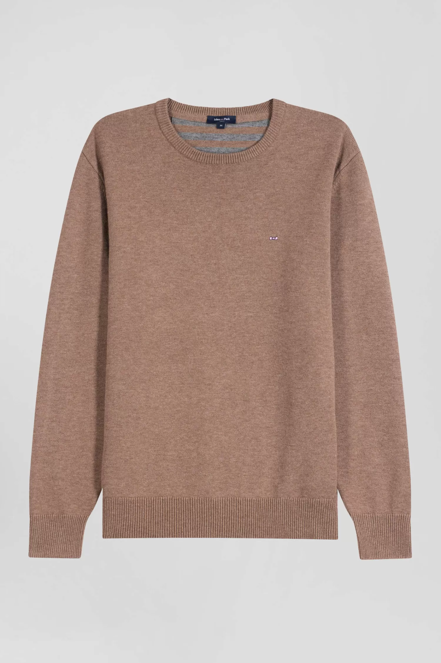 Eden Park Regular brown wool and cotton crew neck jumper< Sweaters
