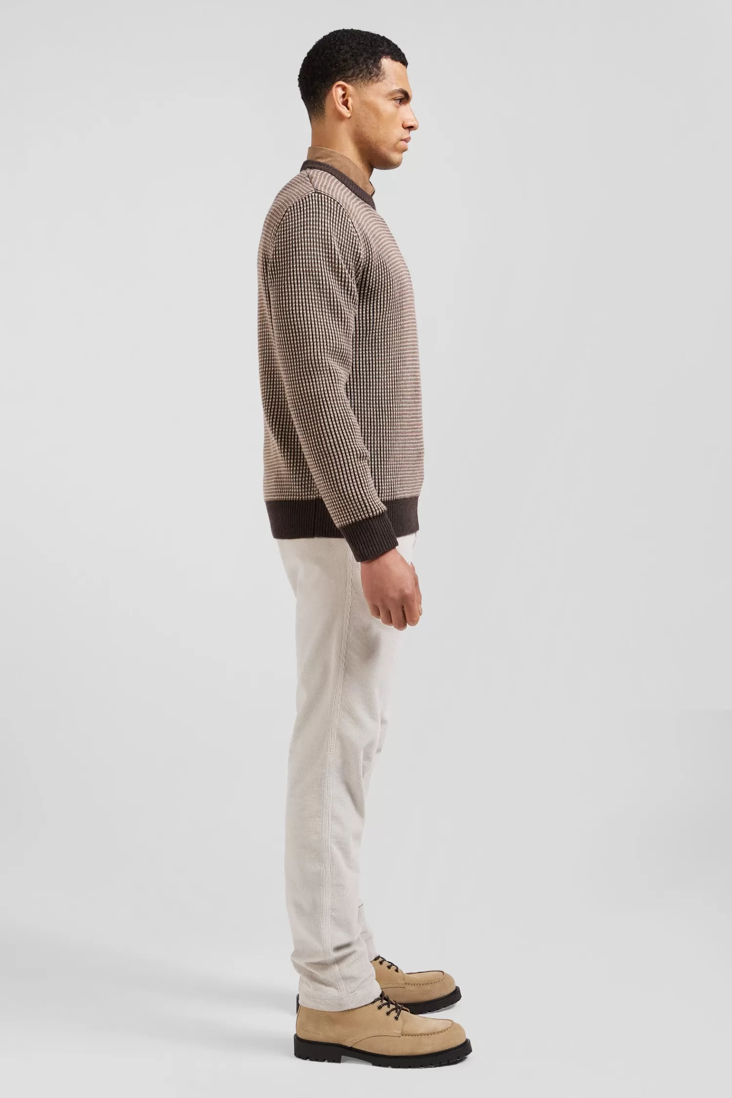 regular_brown_wool_and_cotton_crew_neck_jumper_4.webp Eden Park Regular brown wool and cotton crew neck jumper< Sweaters