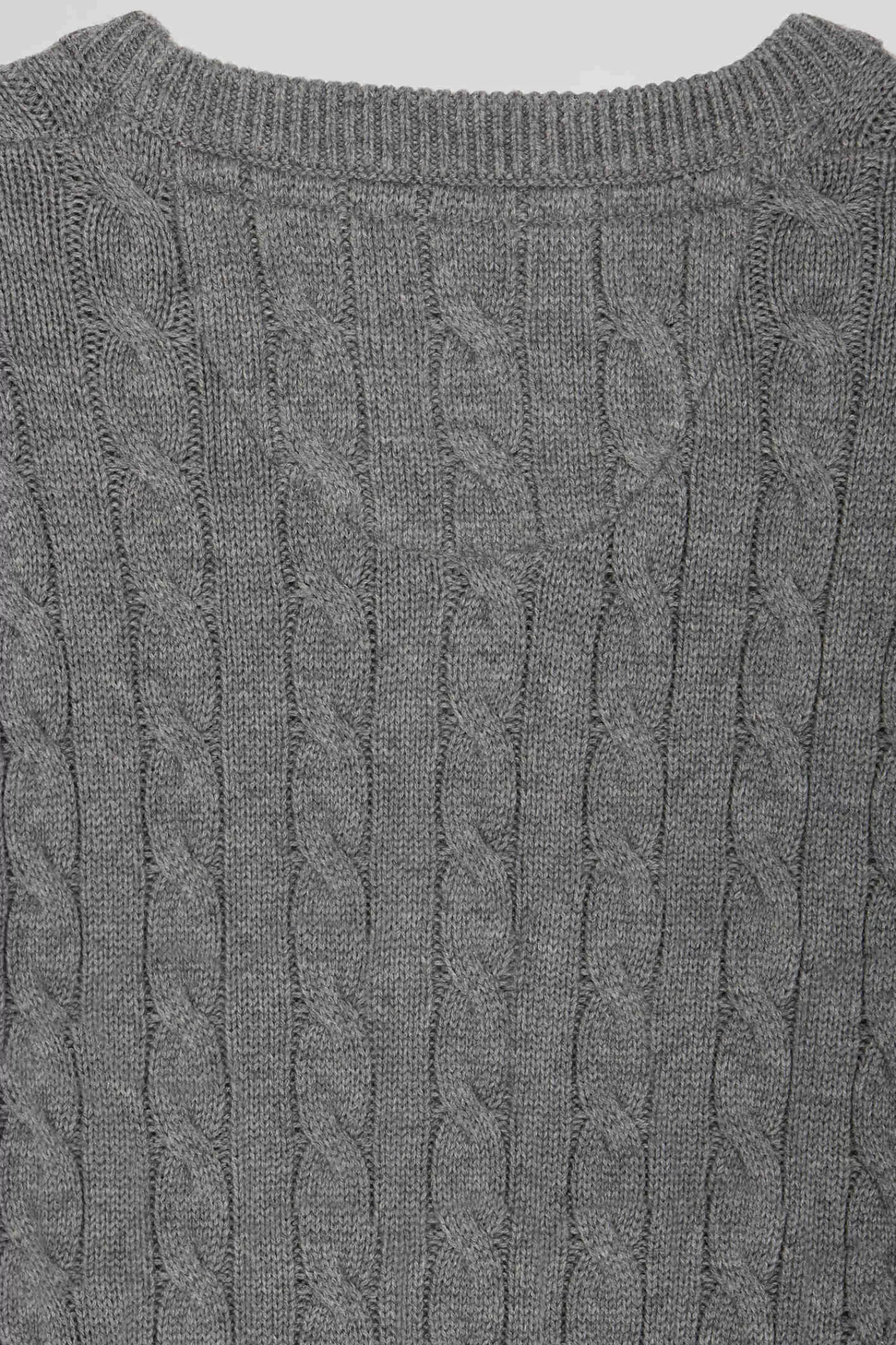 Eden Park Regular brown wool and cotton crew neck jumper with knit patterns< Sweaters