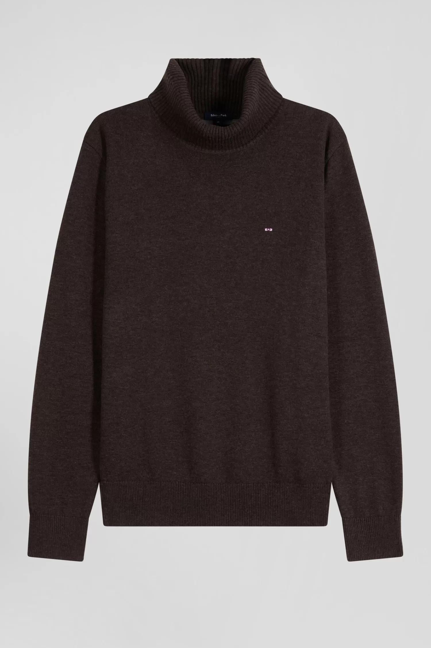 Eden Park Regular brown wool and cotton turtleneck jumper< Sweaters