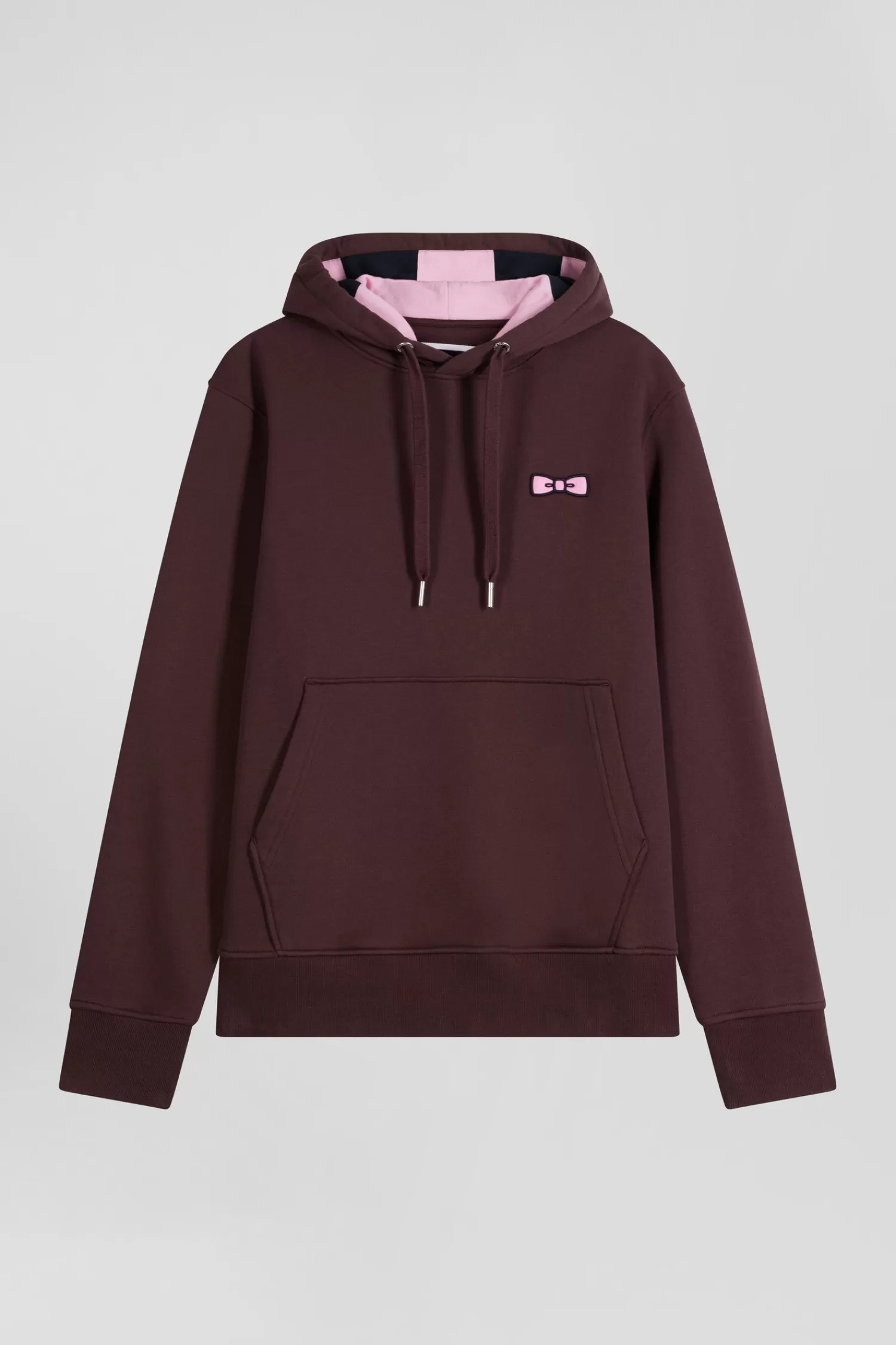 Eden Park Regular burgundy brushed cotton fleece hoodie with embroidery< Sweatshirts