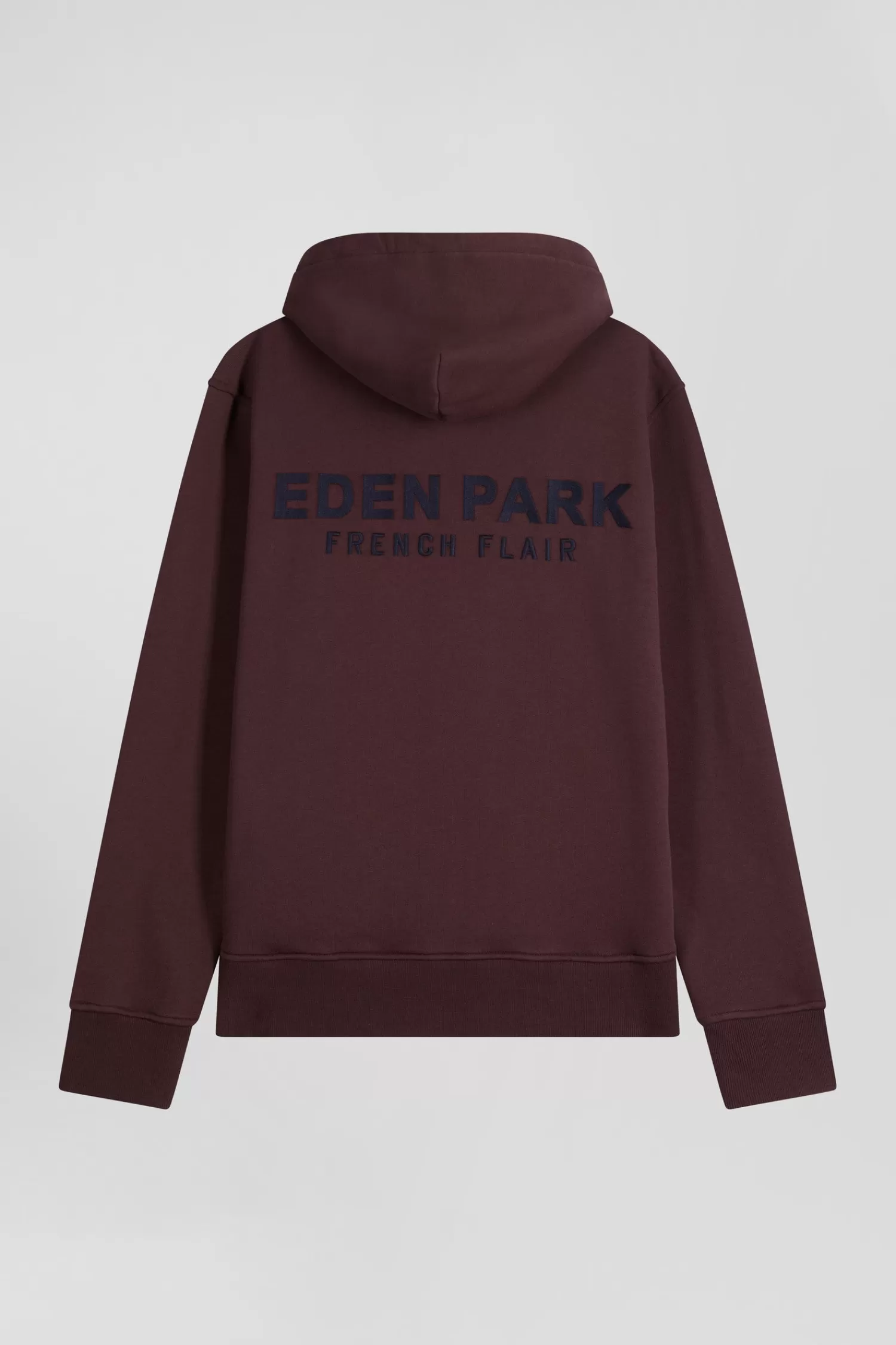 Eden Park Regular burgundy brushed cotton fleece hoodie with embroidery< Sweatshirts