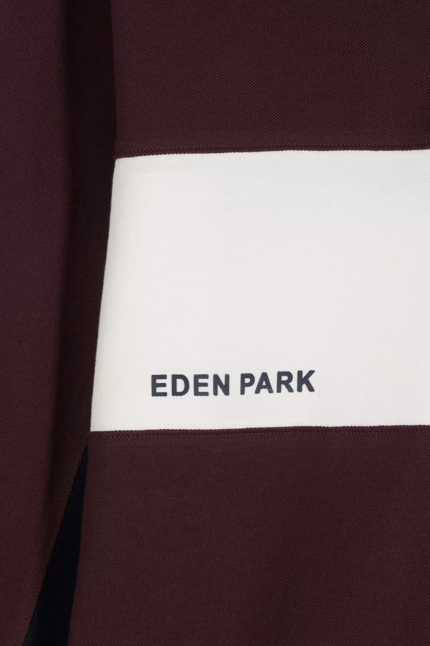 Eden Park Regular burgundy colorblock long-sleeved cotton piqué polo shirt< Polos