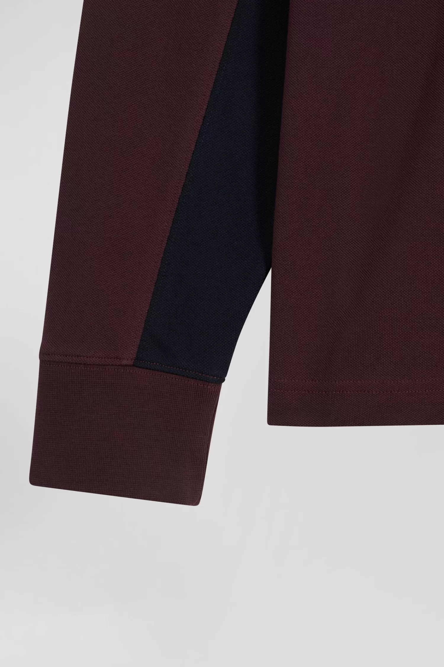 Eden Park Regular burgundy colorblock long-sleeved cotton piqué polo shirt< Polos