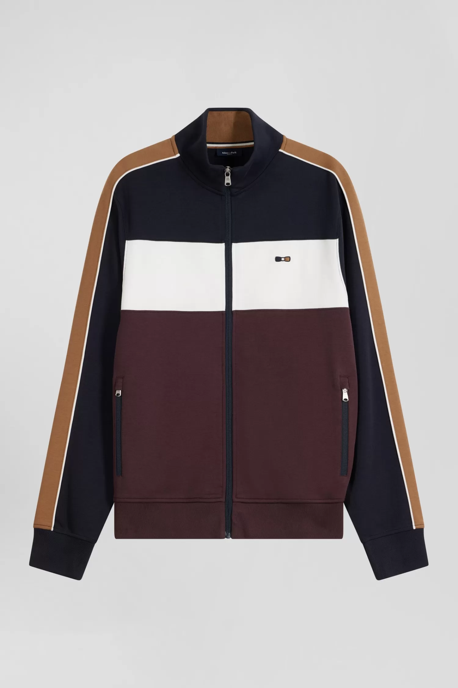 Eden Park Regular burgundy colorblock zipped cotton blend sweatshirt< Sweatshirts