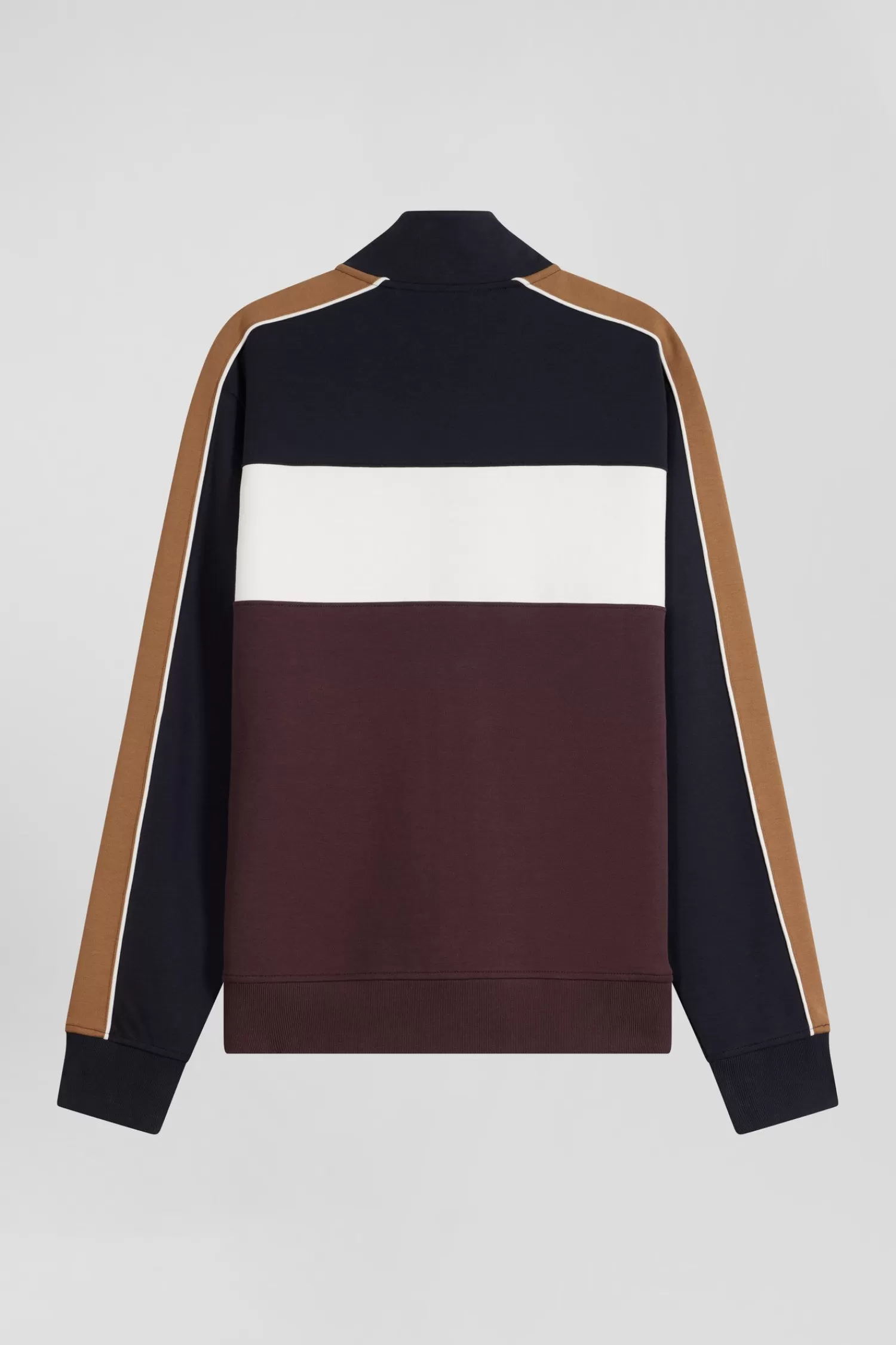 Eden Park Regular burgundy colorblock zipped cotton blend sweatshirt< Sweatshirts