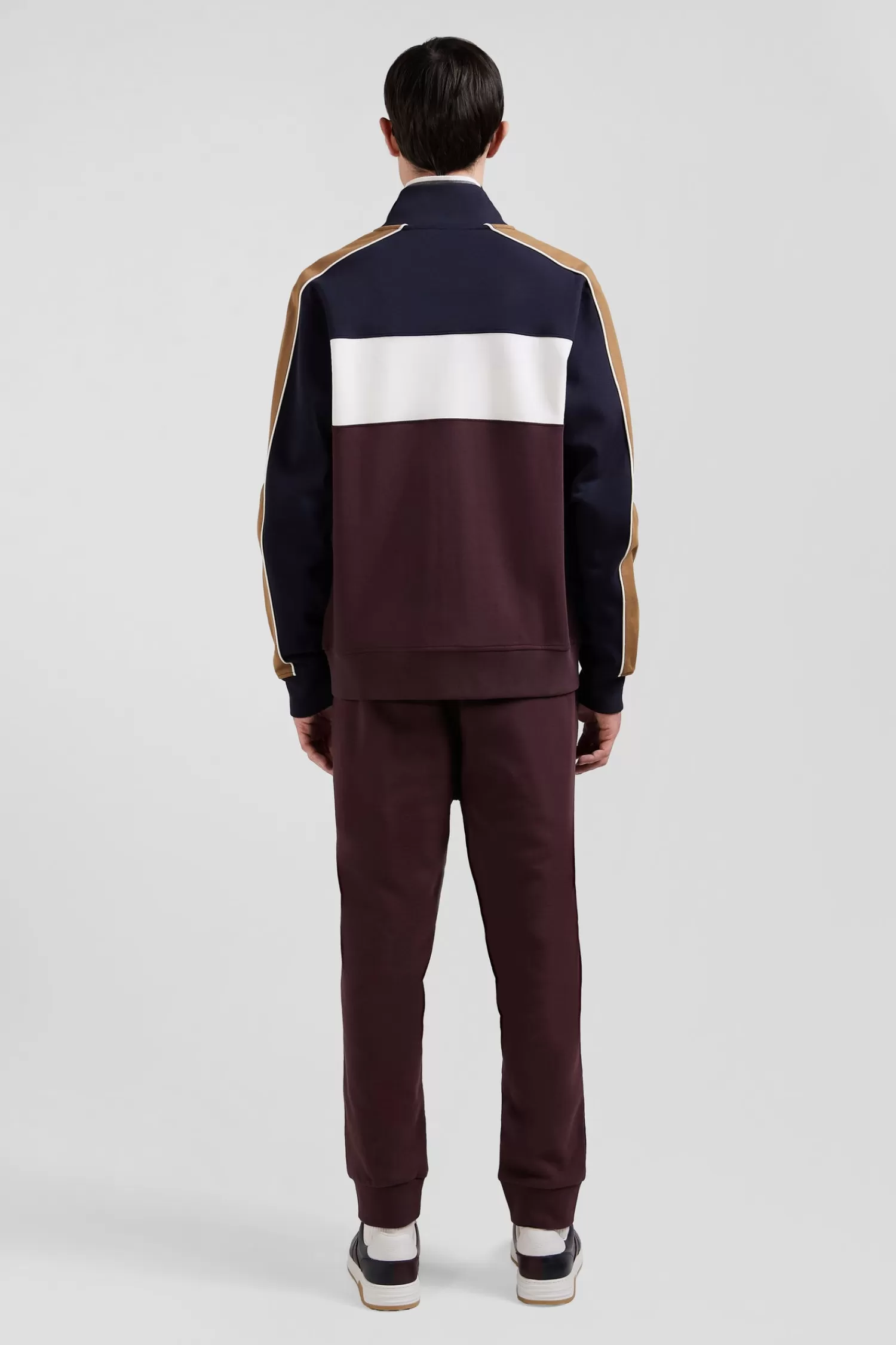 Eden Park Regular burgundy colorblock zipped cotton blend sweatshirt< Sweatshirts