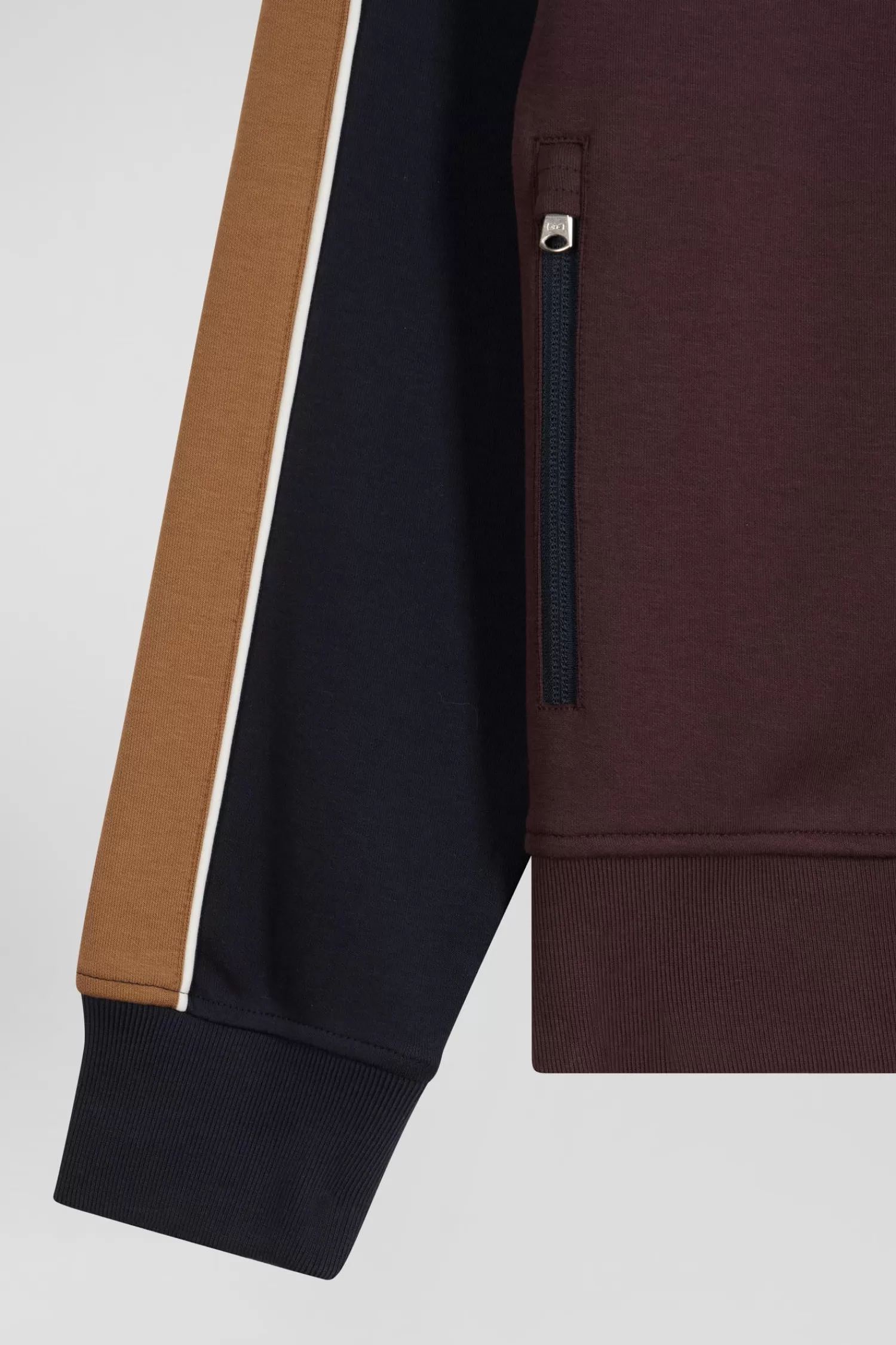 Eden Park Regular burgundy colorblock zipped cotton blend sweatshirt< Sweatshirts