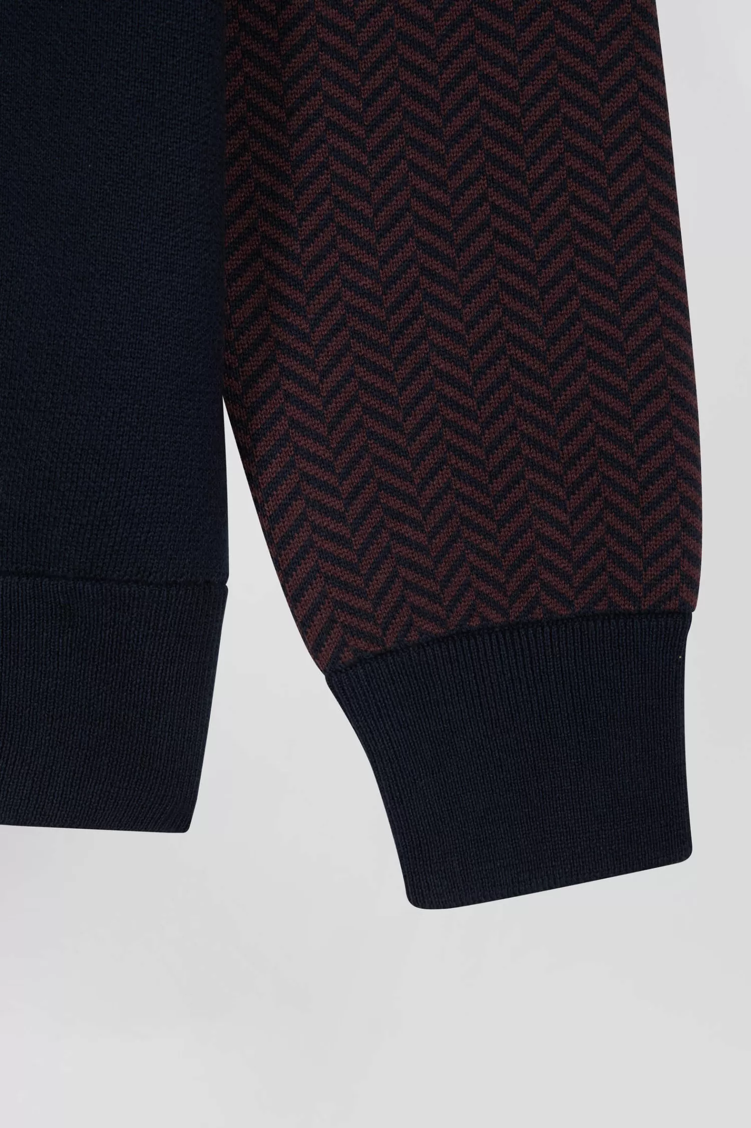 Eden Park Regular burgundy cotton jumper with houndstooth jacquard and rugby shirt collar< Sweaters