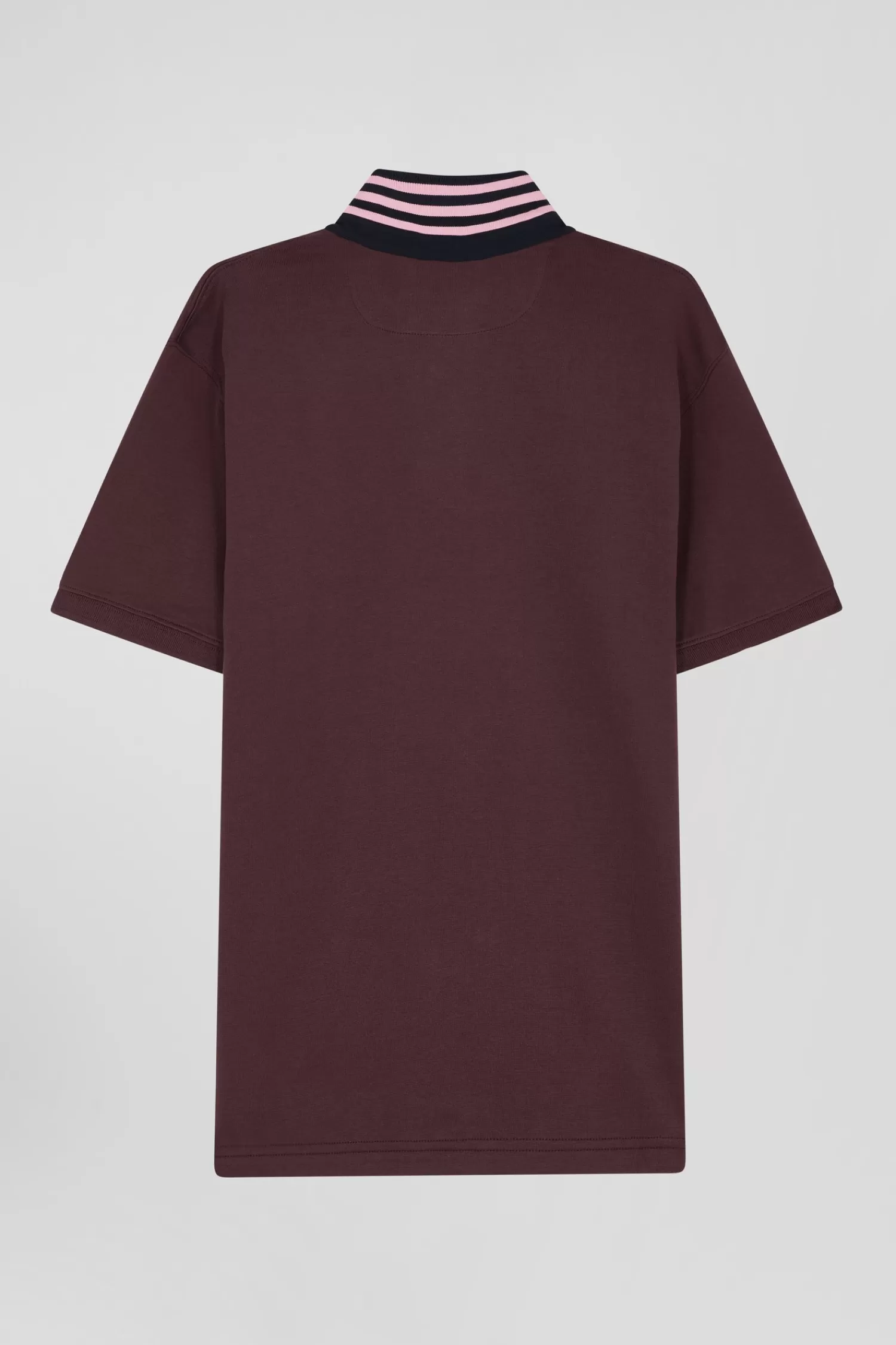 Eden Park Regular burgundy cotton rugby shirt with striped undercollar< Rugby Shirts