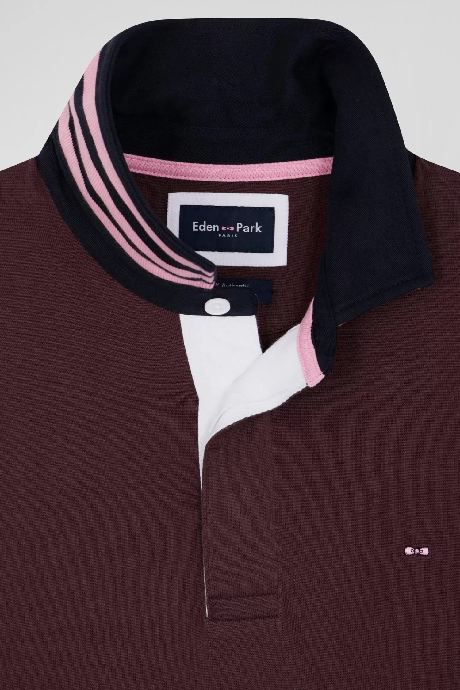 regular_burgundy_cotton_rugby_shirt_with_striped_undercollar_2.webp Eden Park Regular burgundy cotton rugby shirt with striped undercollar< Rugby Shirts