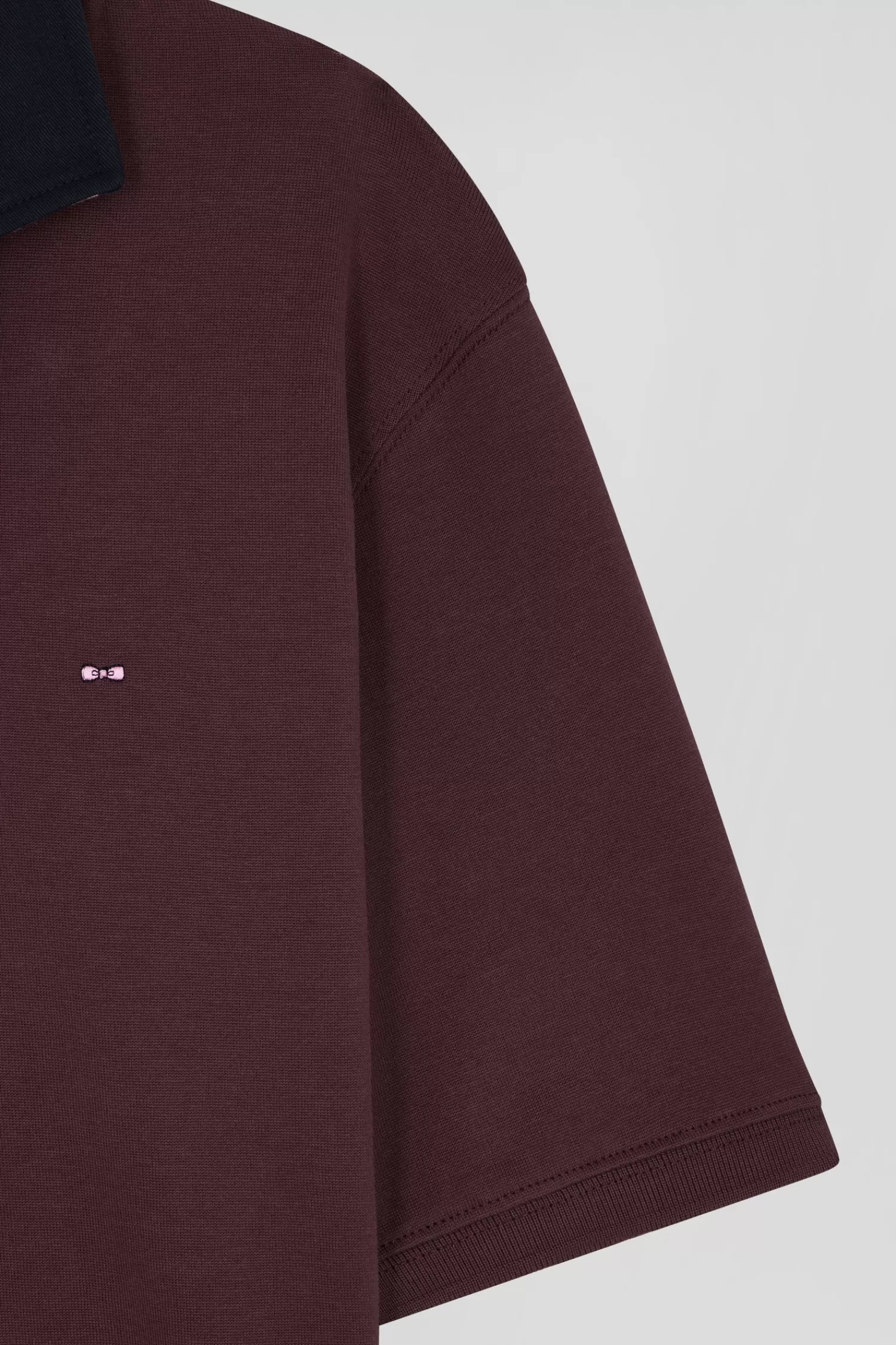 regular_burgundy_cotton_rugby_shirt_with_striped_undercollar_4.webp Eden Park Regular burgundy cotton rugby shirt with striped undercollar< Rugby Shirts