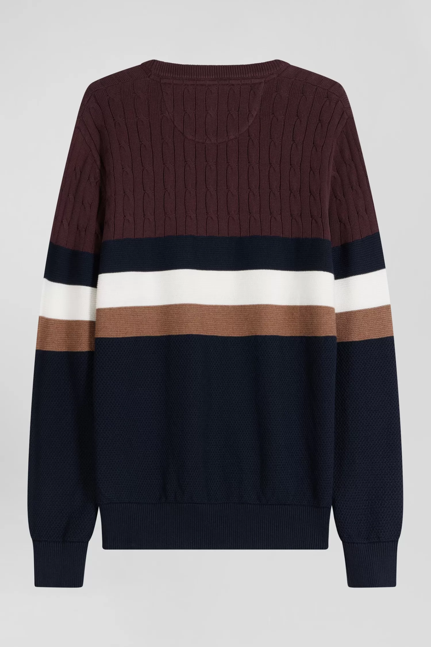 regular_burgundy_fancy_knit_cotton_crew_neck_jumper_3.webp Eden Park Regular burgundy fancy knit cotton crew neck jumper< Sweaters