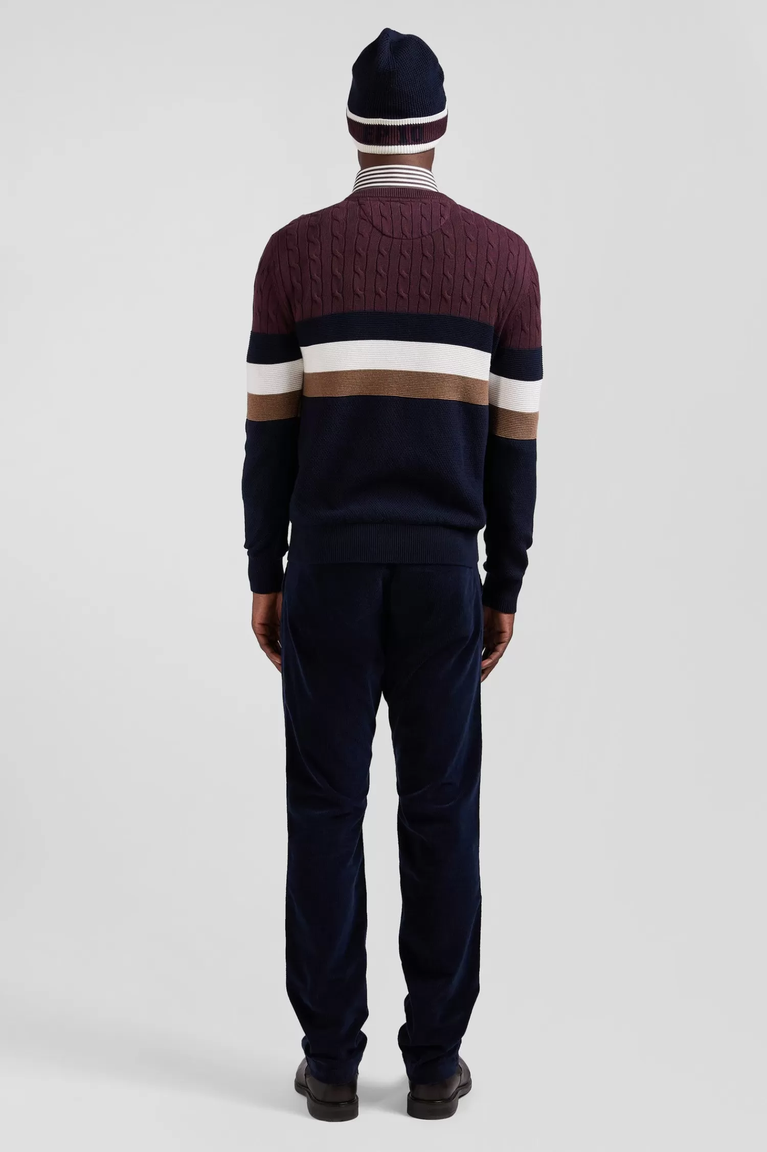regular_burgundy_fancy_knit_cotton_crew_neck_jumper_5.webp Eden Park Regular burgundy fancy knit cotton crew neck jumper< Sweaters