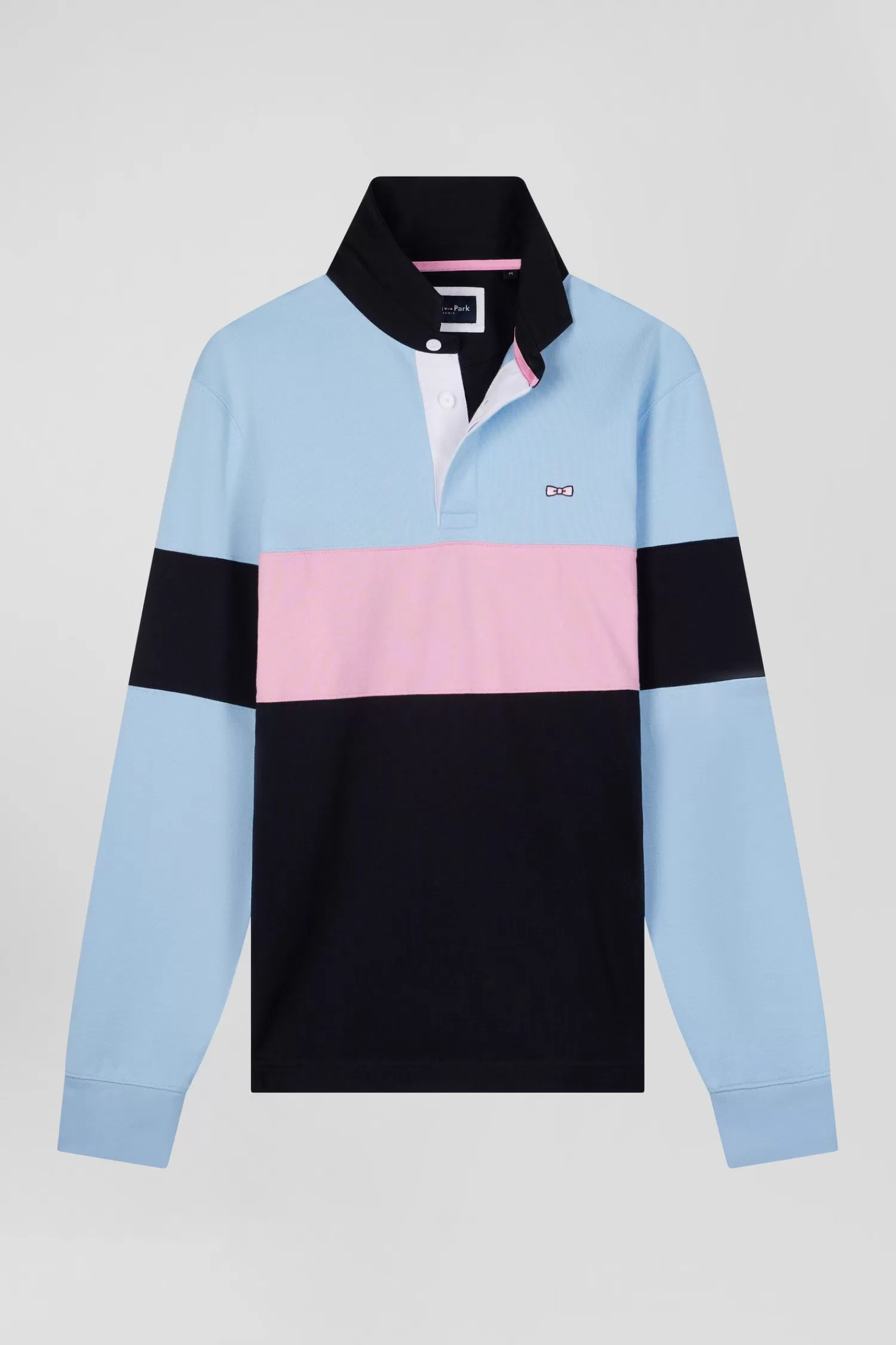 Eden Park Regular burgundy long-sleeved colourblock cotton rugby shirt with back embroidery< Rugby Shirts