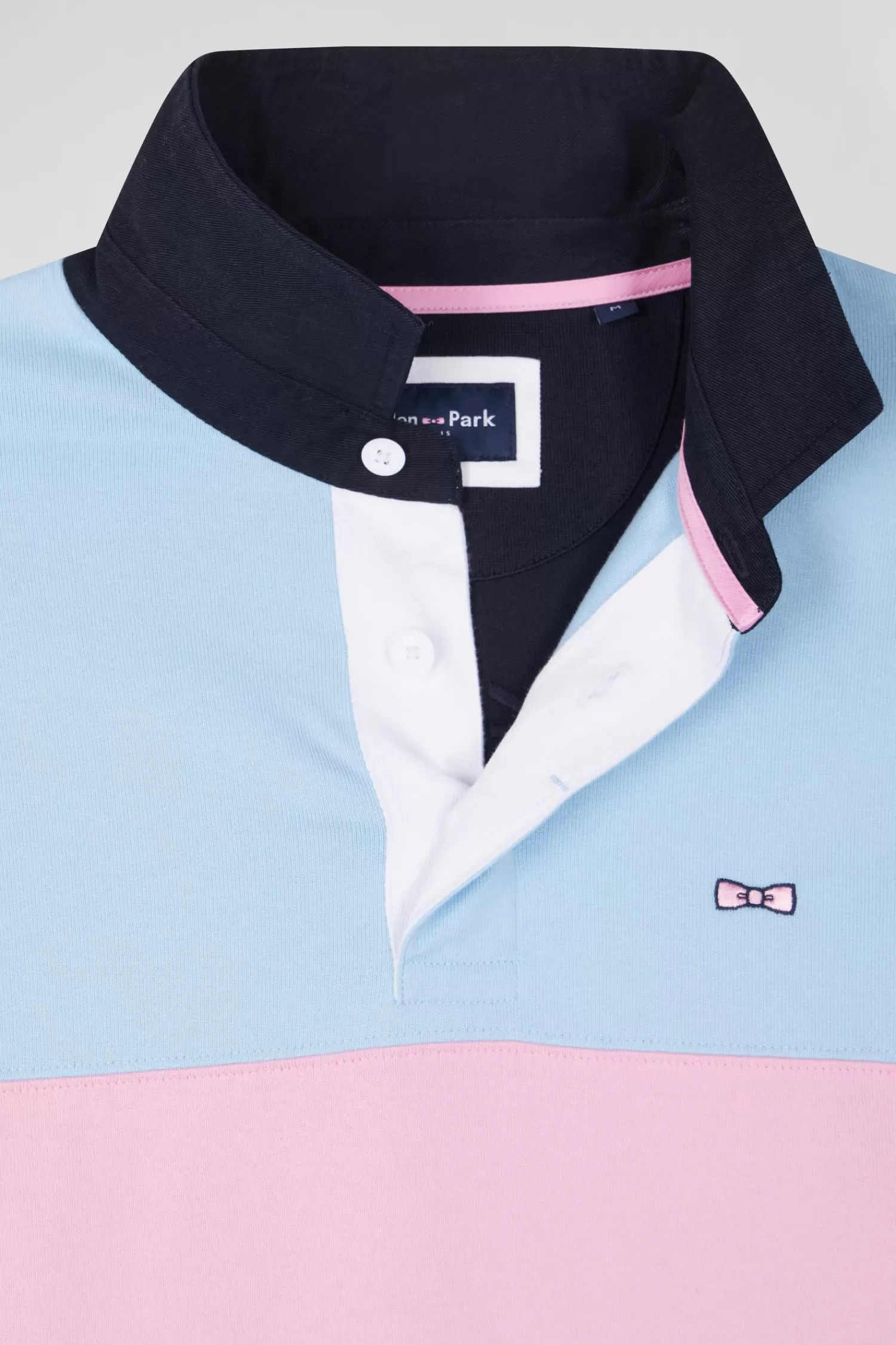 Eden Park Regular burgundy long-sleeved colourblock cotton rugby shirt with back embroidery< Rugby Shirts