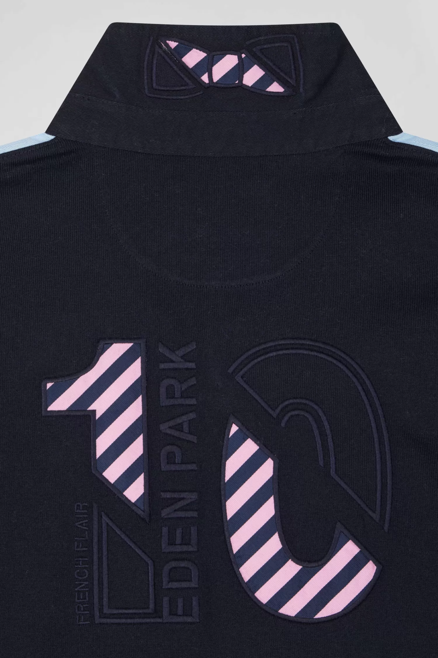 Eden Park Regular burgundy long-sleeved colourblock cotton rugby shirt with back embroidery< Rugby Shirts