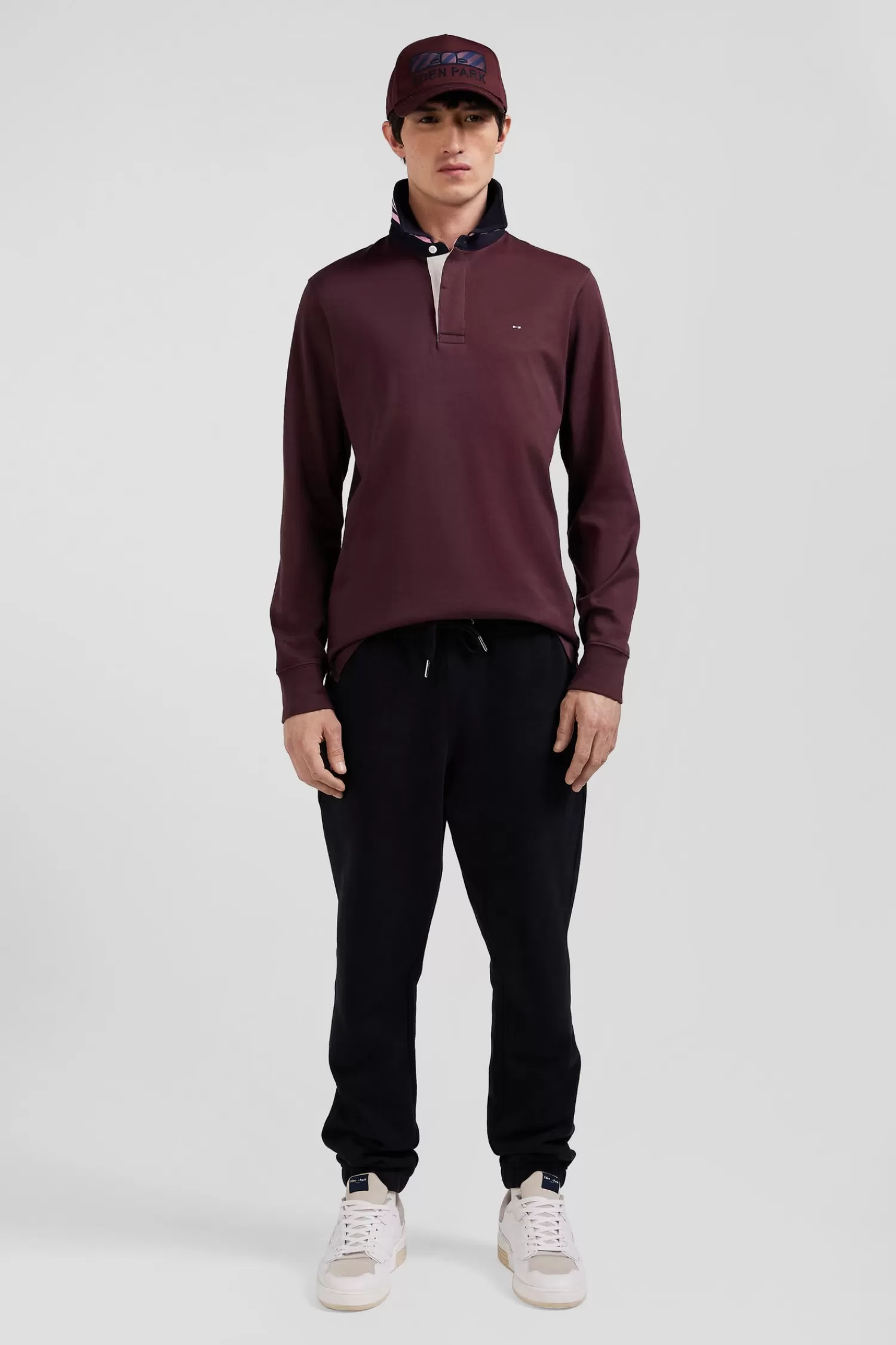 Eden Park Regular burgundy long-sleeved Pima cotton rugby shirt< Rugby Shirts