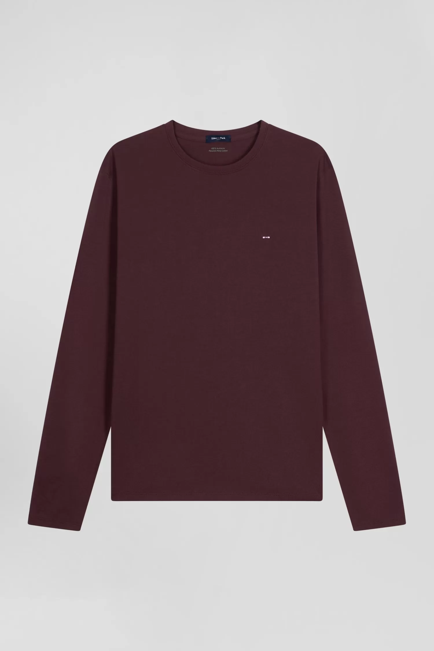 Eden Park Regular burgundy long-sleeved Pima cotton T-shirt< T-shirts