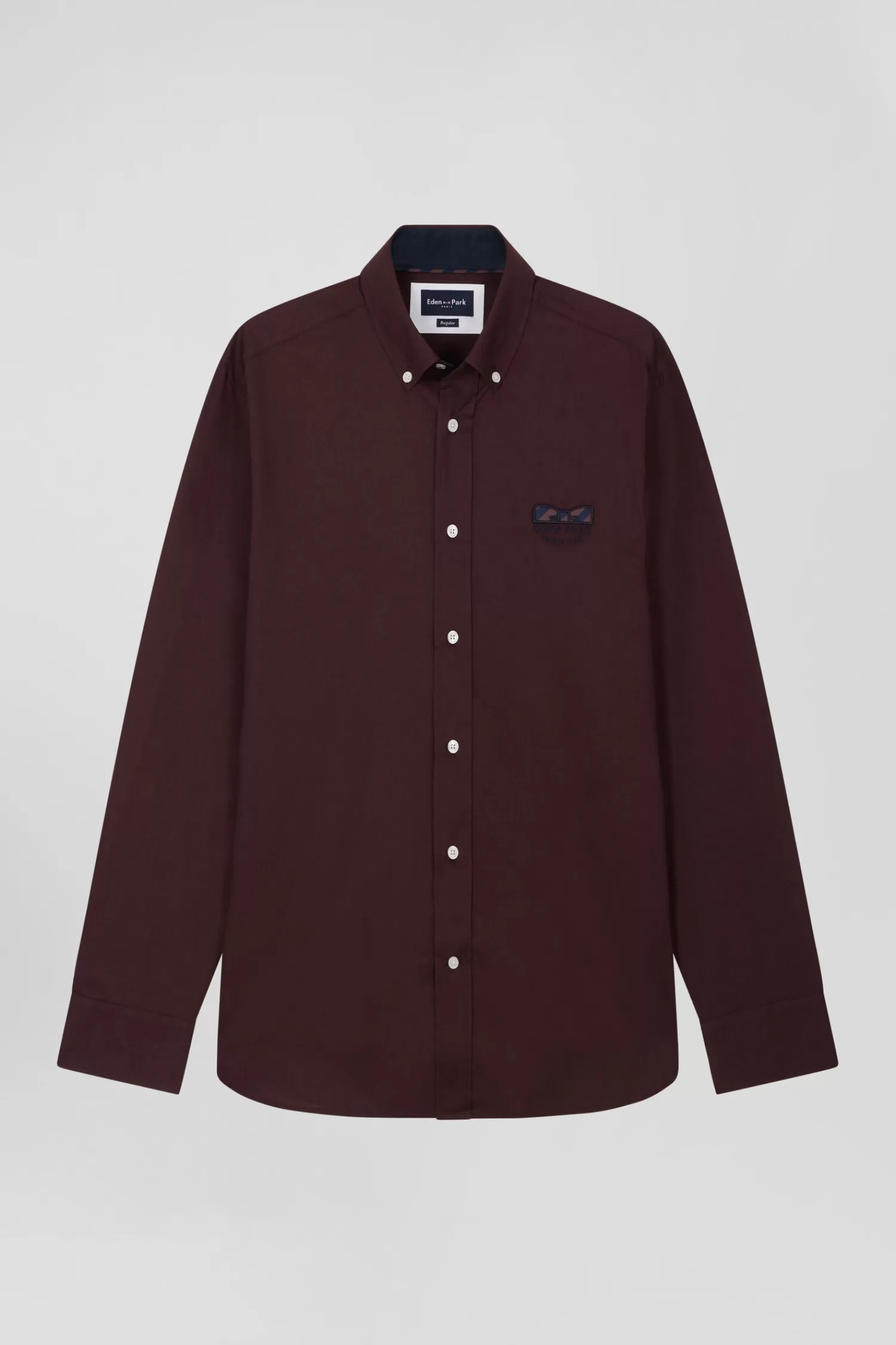 Eden Park Regular burgundy oxford cotton shirt with striped bow tie detail< Shirts