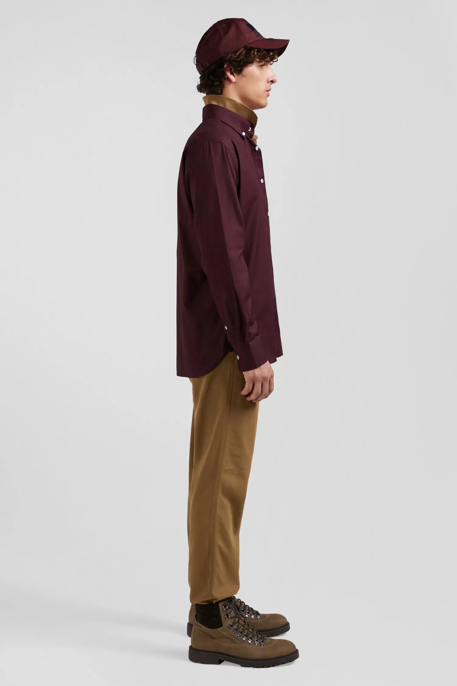Eden Park Regular burgundy oxford cotton shirt with striped bow tie detail< Shirts