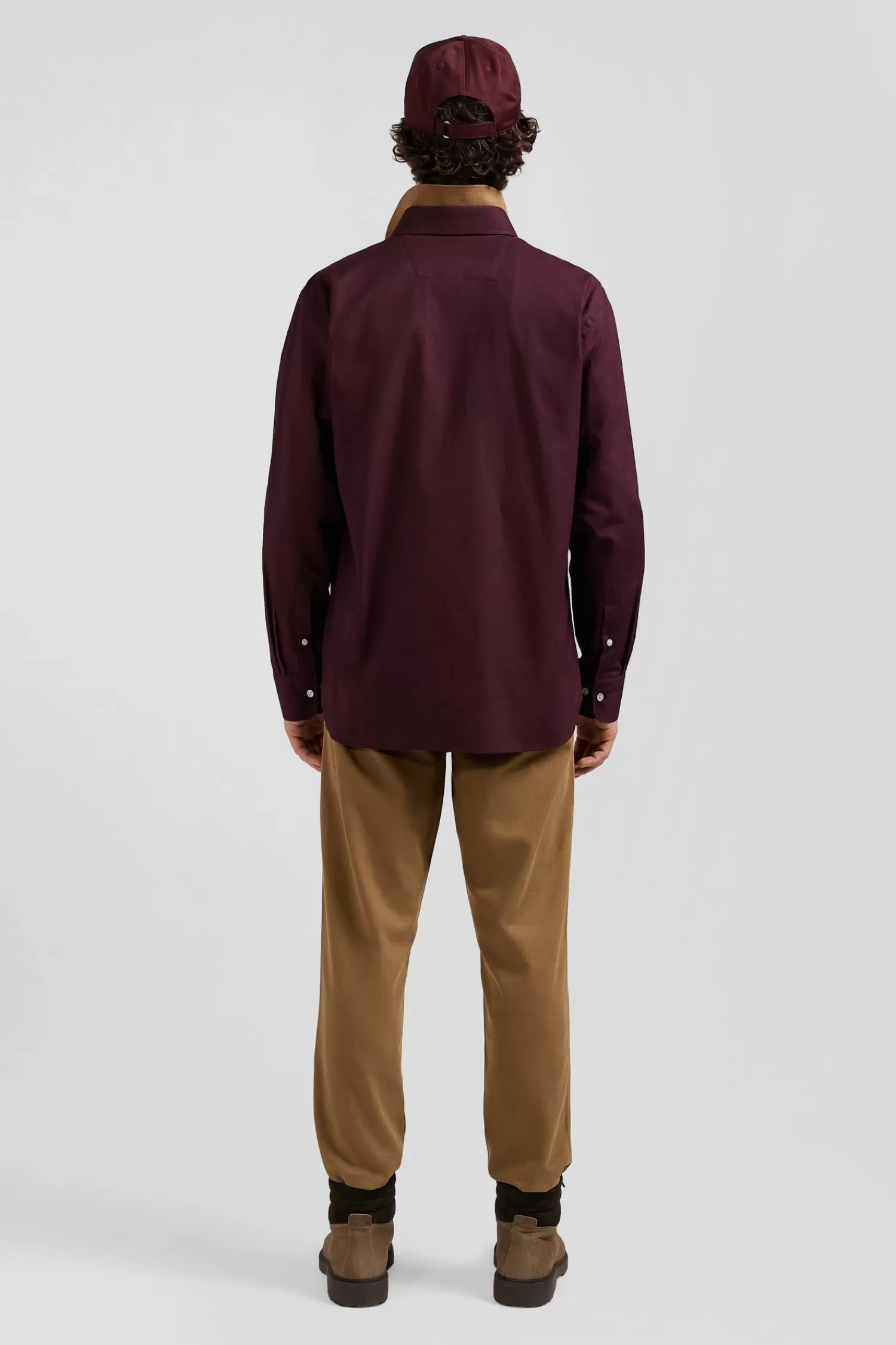 Eden Park Regular burgundy oxford cotton shirt with striped bow tie detail< Shirts