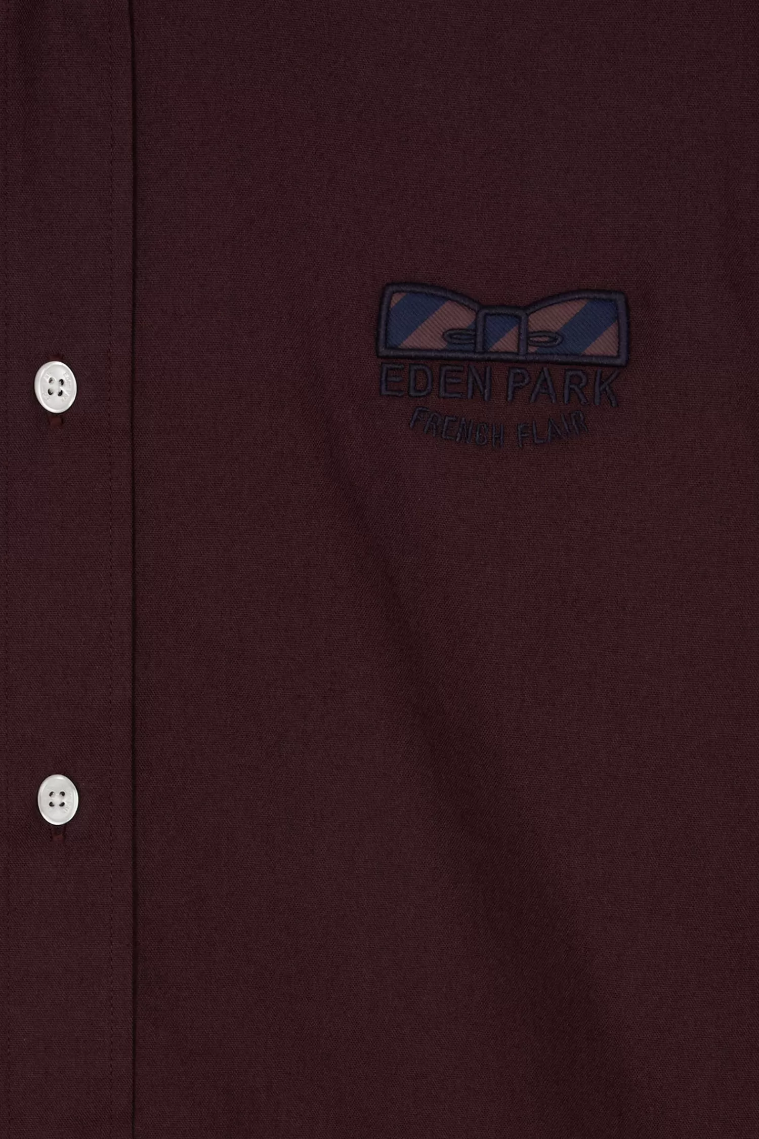 Eden Park Regular burgundy oxford cotton shirt with striped bow tie detail< Shirts