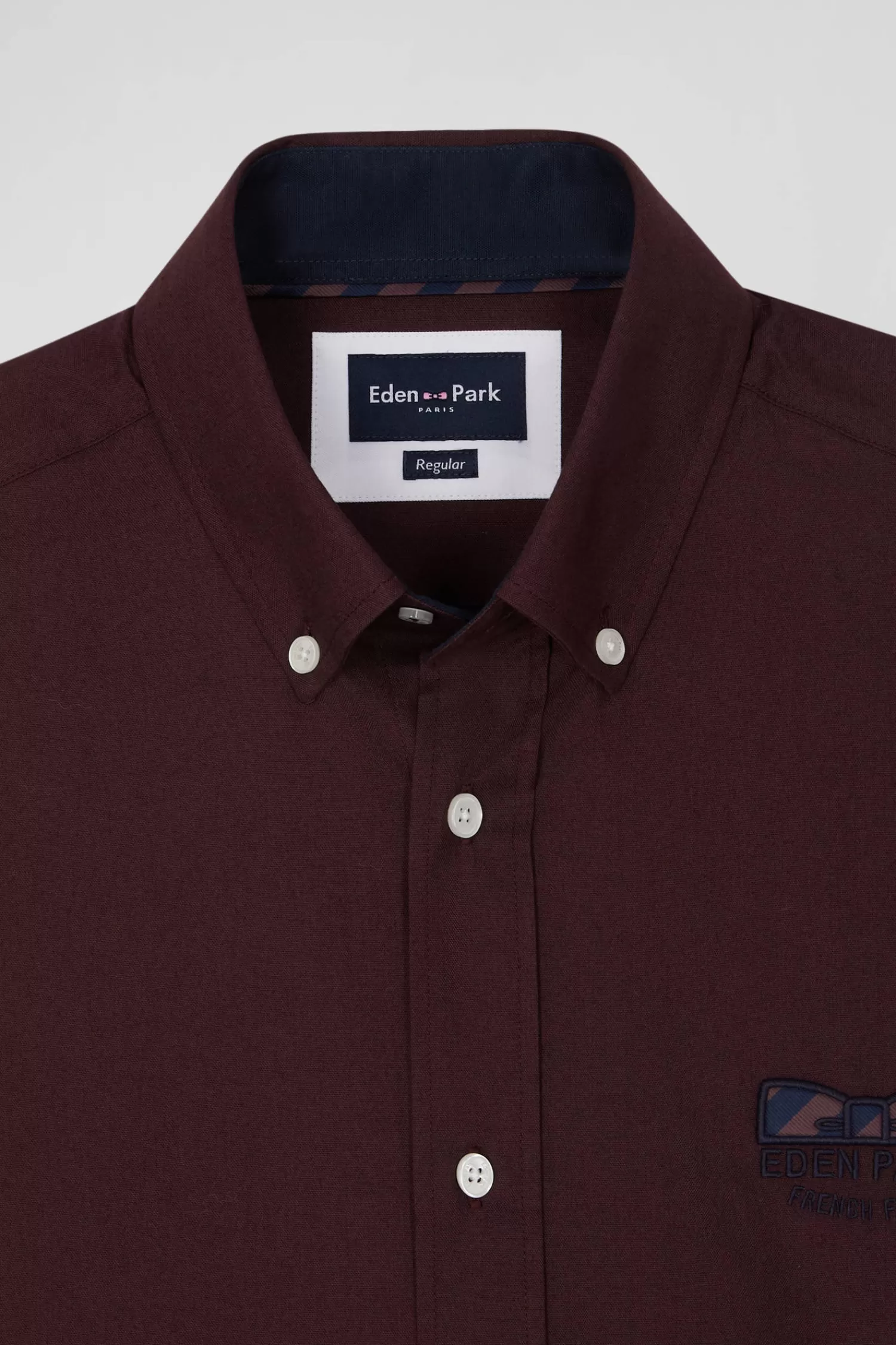 Eden Park Regular burgundy oxford cotton shirt with striped bow tie detail< Shirts